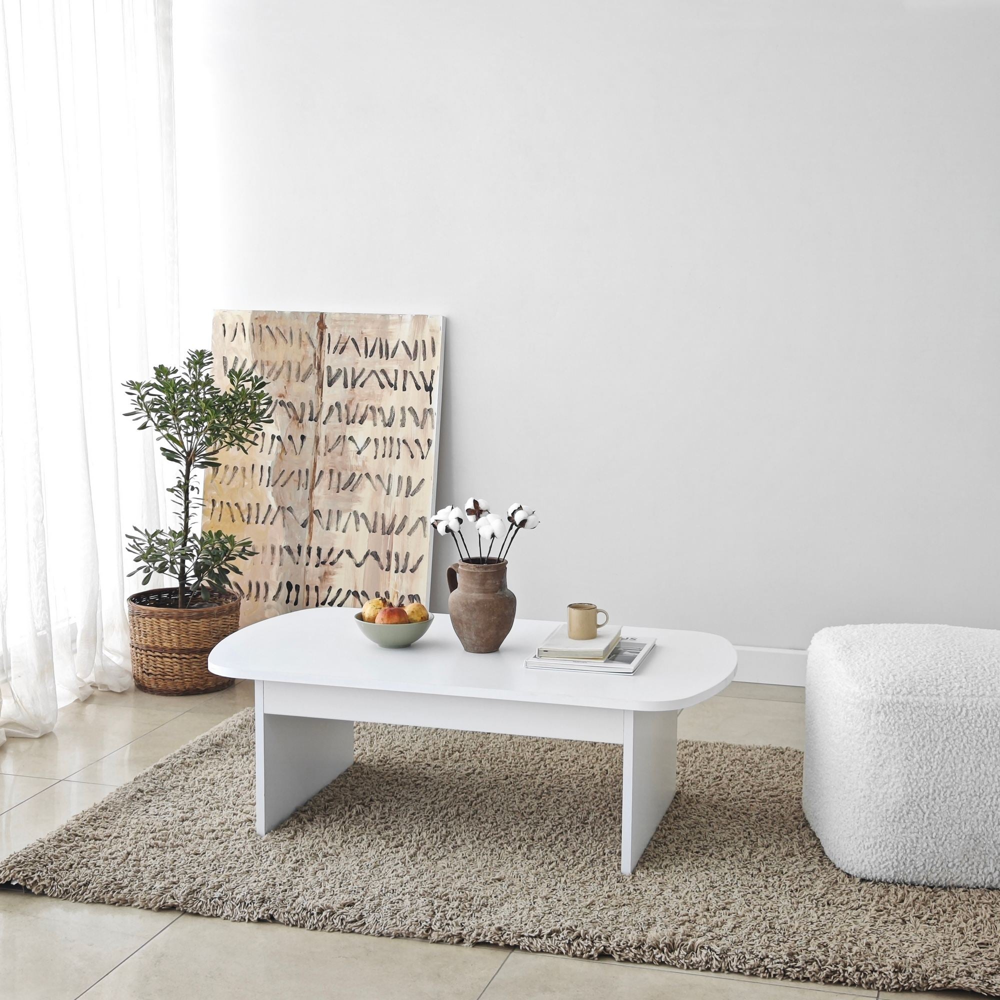 Mesa de Centro – 105cm x 35cm x 60cm – Branco – Melamina