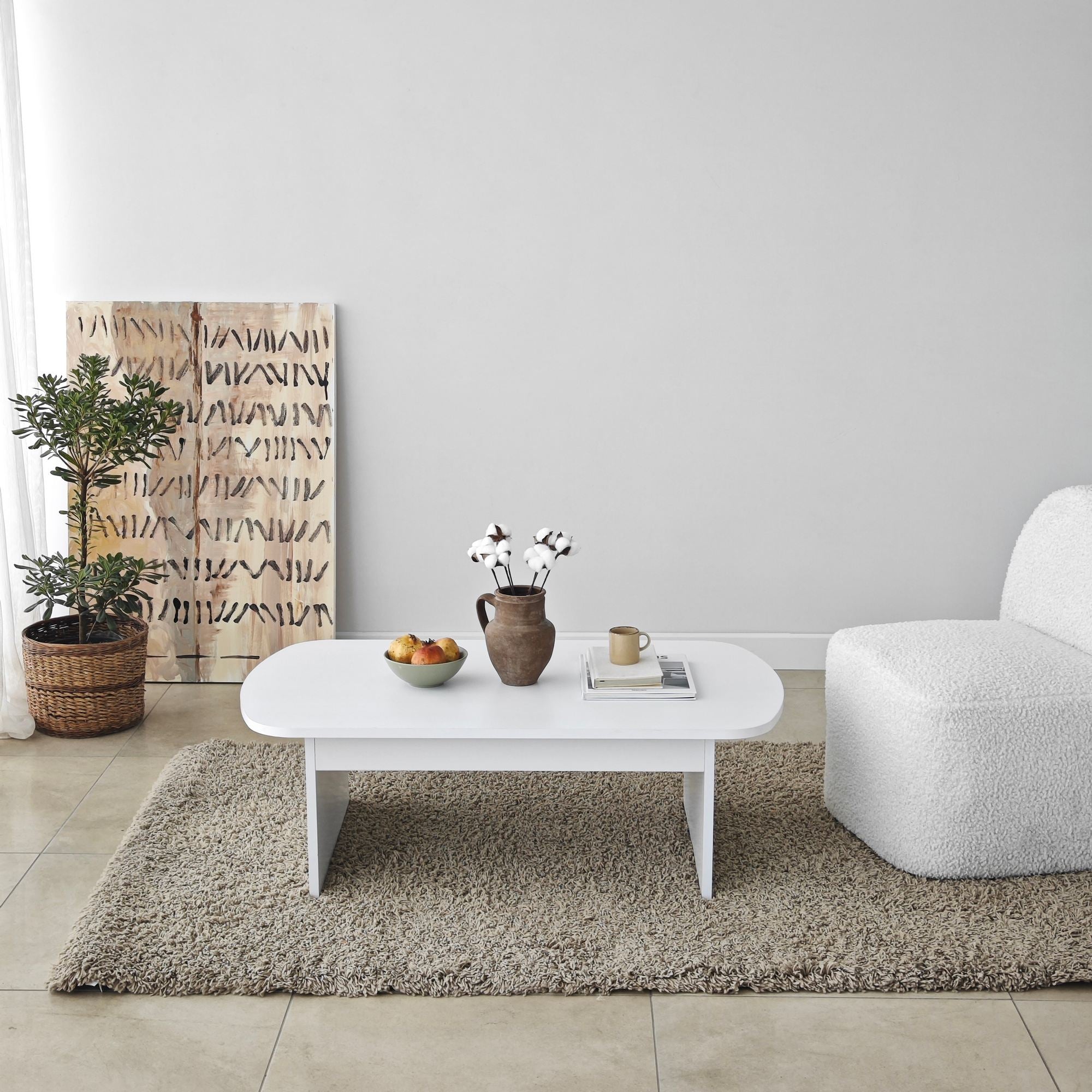Mesa de Centro – 105cm x 35cm x 60cm – Branco – Melamina