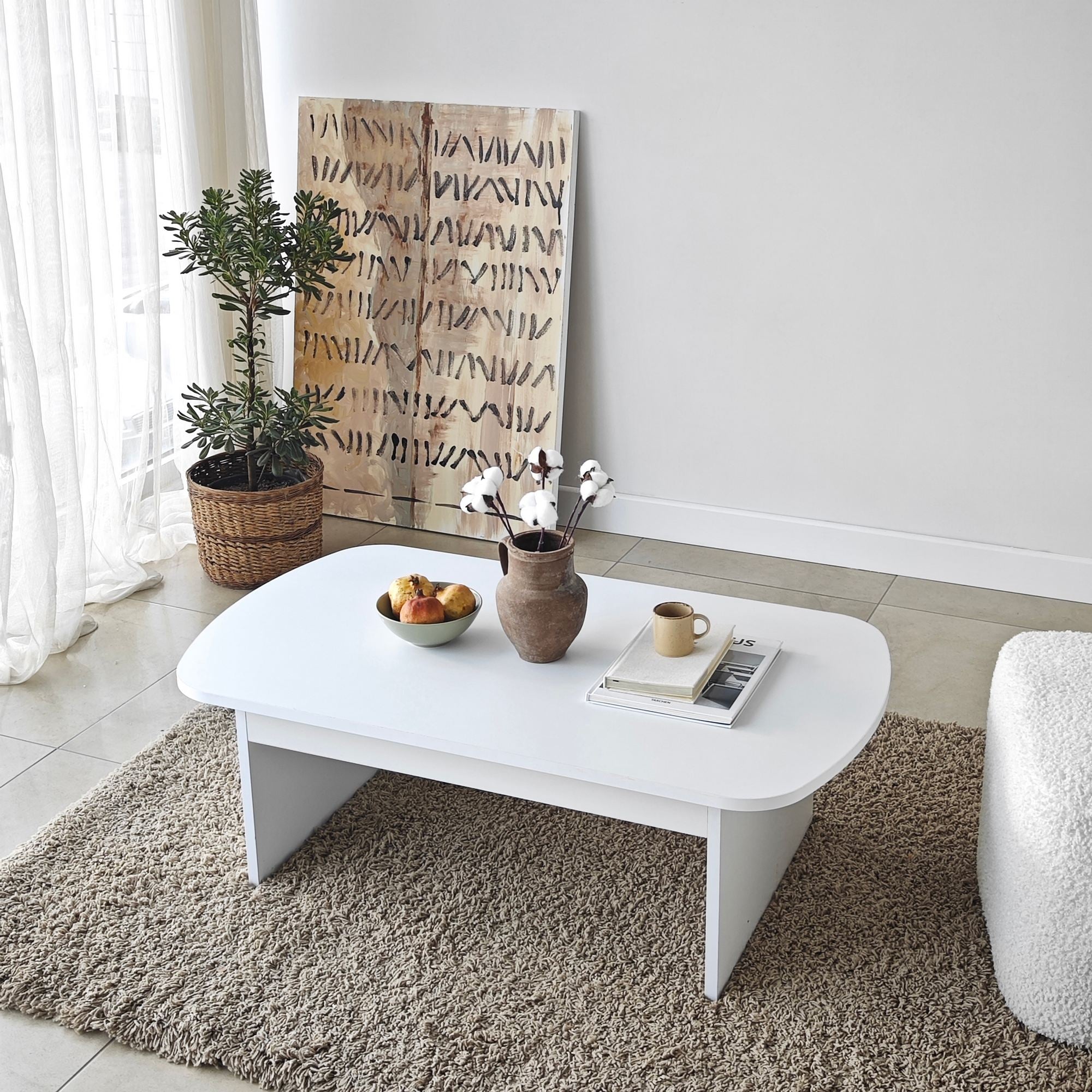 Mesa de Centro – 105cm x 35cm x 60cm – Branco – Melamina