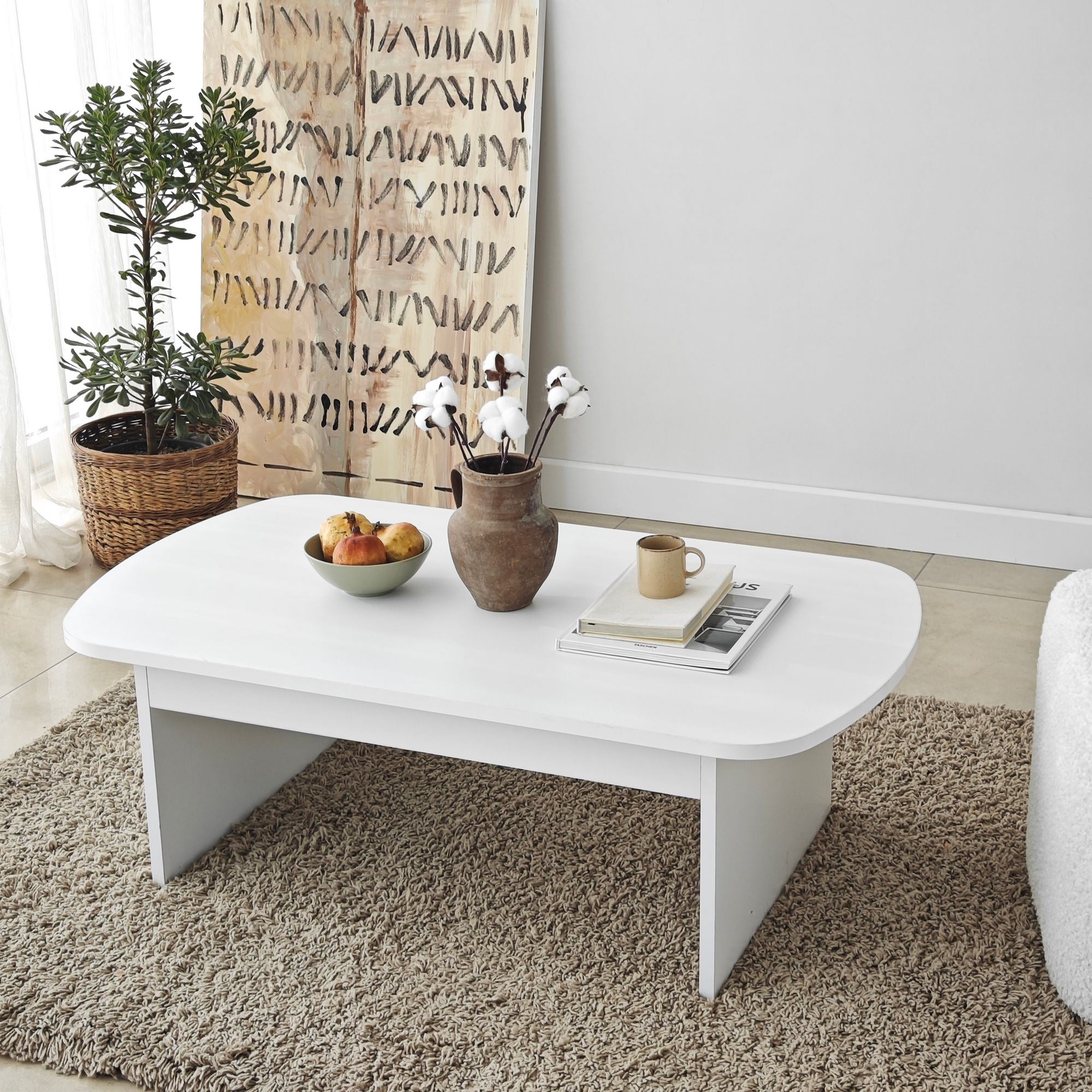 Mesa de Centro – 105cm x 35cm x 60cm – Branco – Melamina