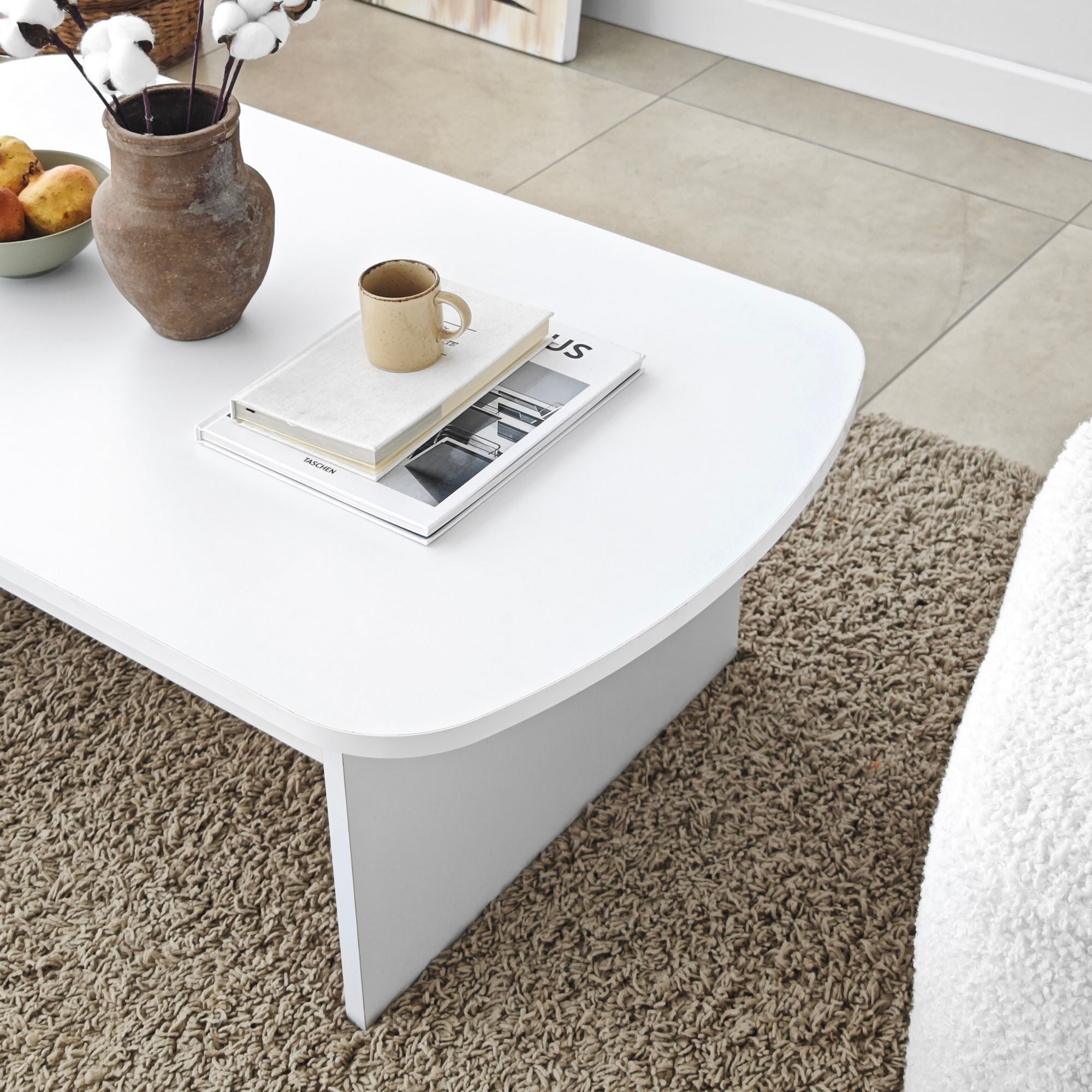 Mesa de Centro – 105cm x 35cm x 60cm – Branco – Melamina