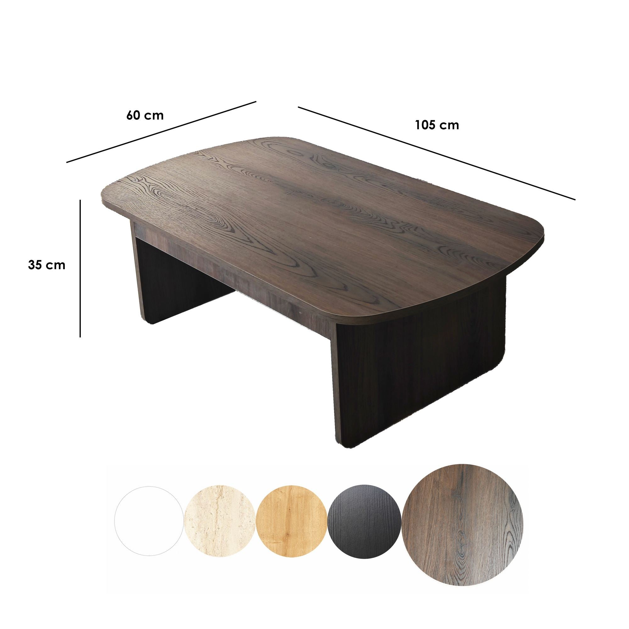 Mesa de Centro – 105cm x 35cm x 60cm – Nogueira – Painel de Partículas Revestido a Melamina