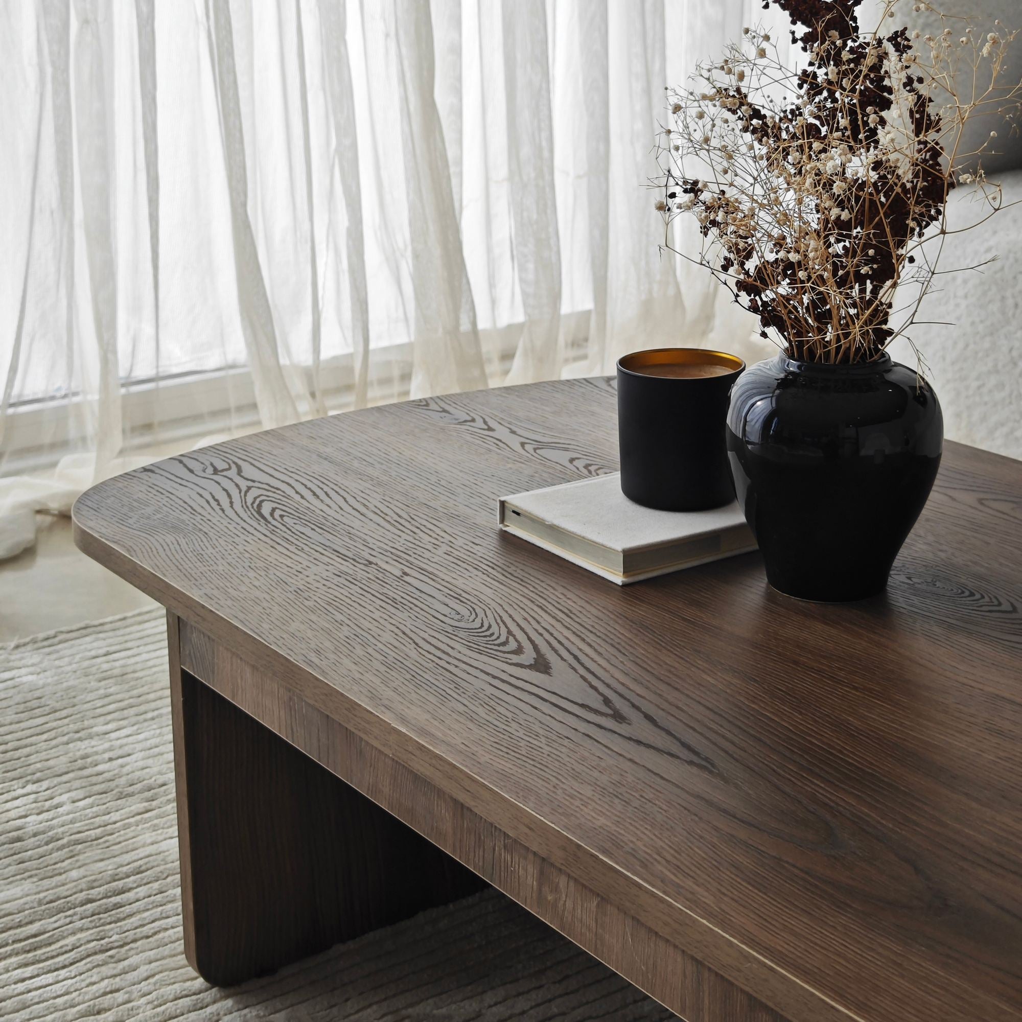 Mesa de Centro – 105cm x 35cm x 60cm – Nogueira – Painel de Partículas Revestido a Melamina