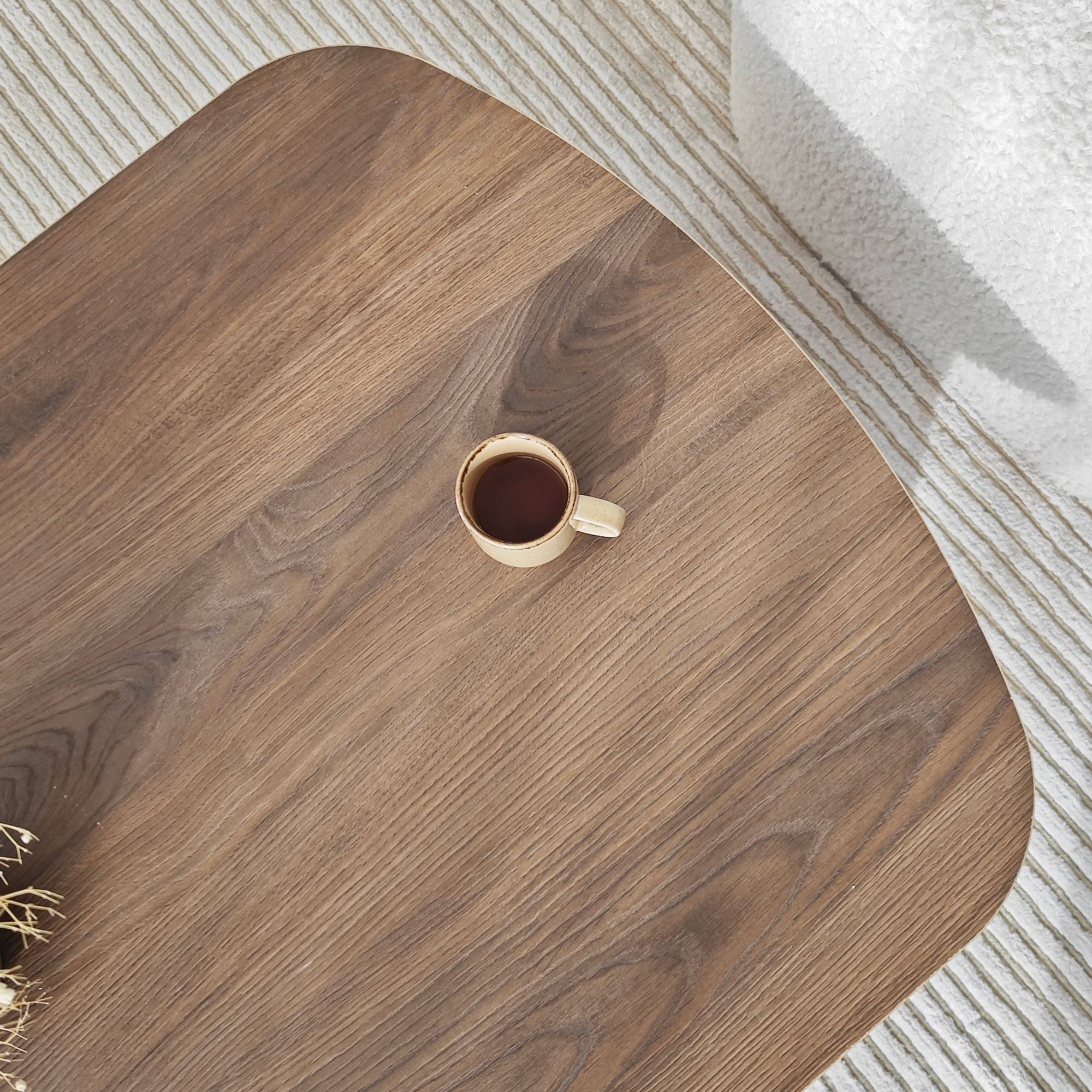 Mesa de Centro – 105cm x 35cm x 60cm – Nogueira – Painel de Partículas Revestido a Melamina