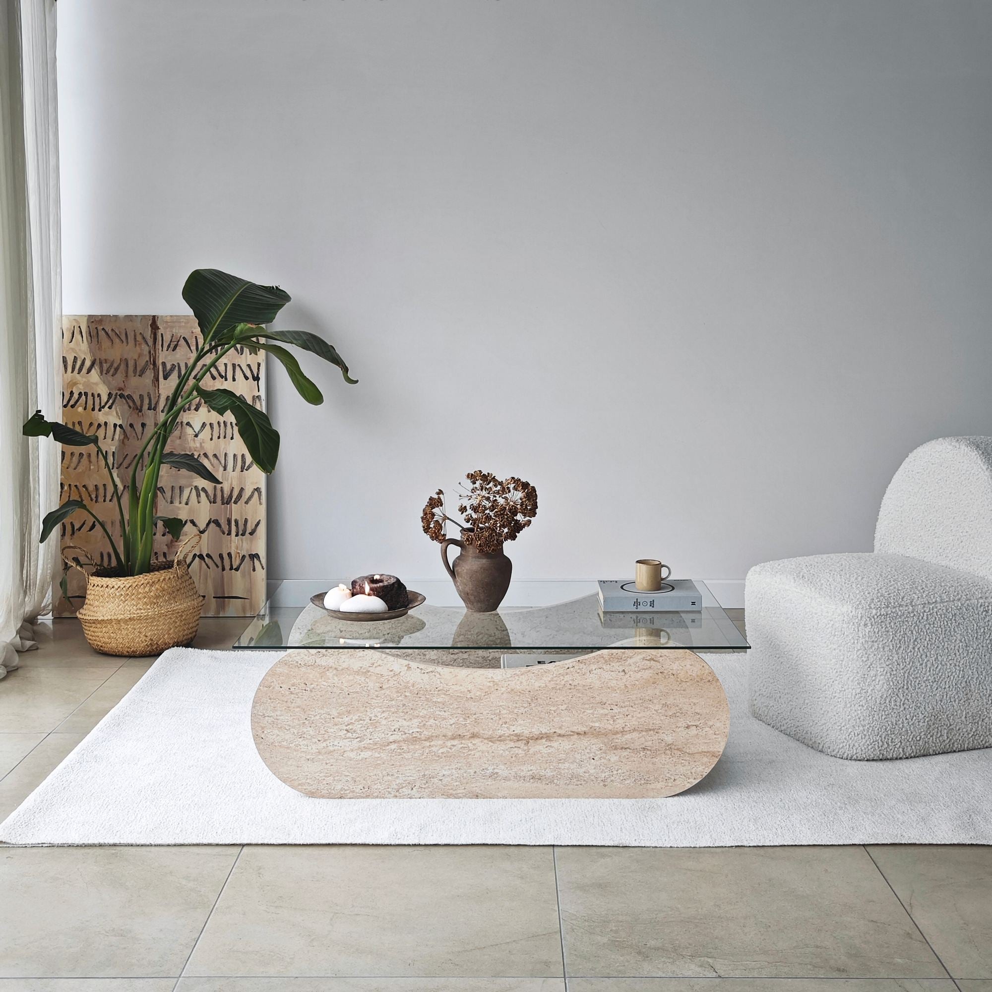 Mesa de Centro – 105cm x 35cm x 65cm – Transparente – Vidro e Aglomerado