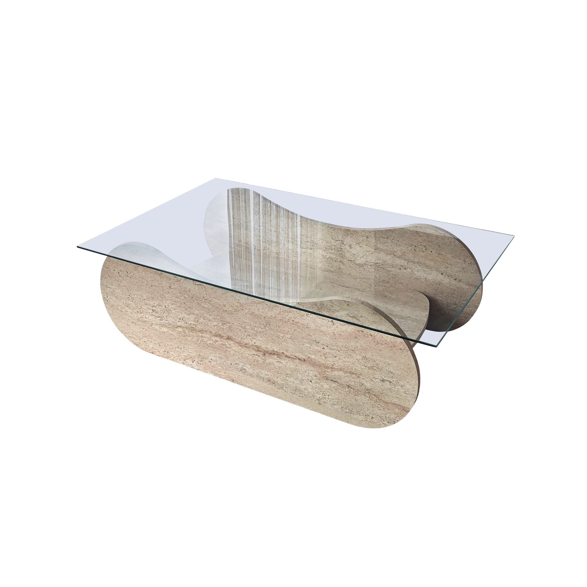 Mesa de Centro – 105cm x 35cm x 65cm – Transparente – Vidro e Aglomerado
