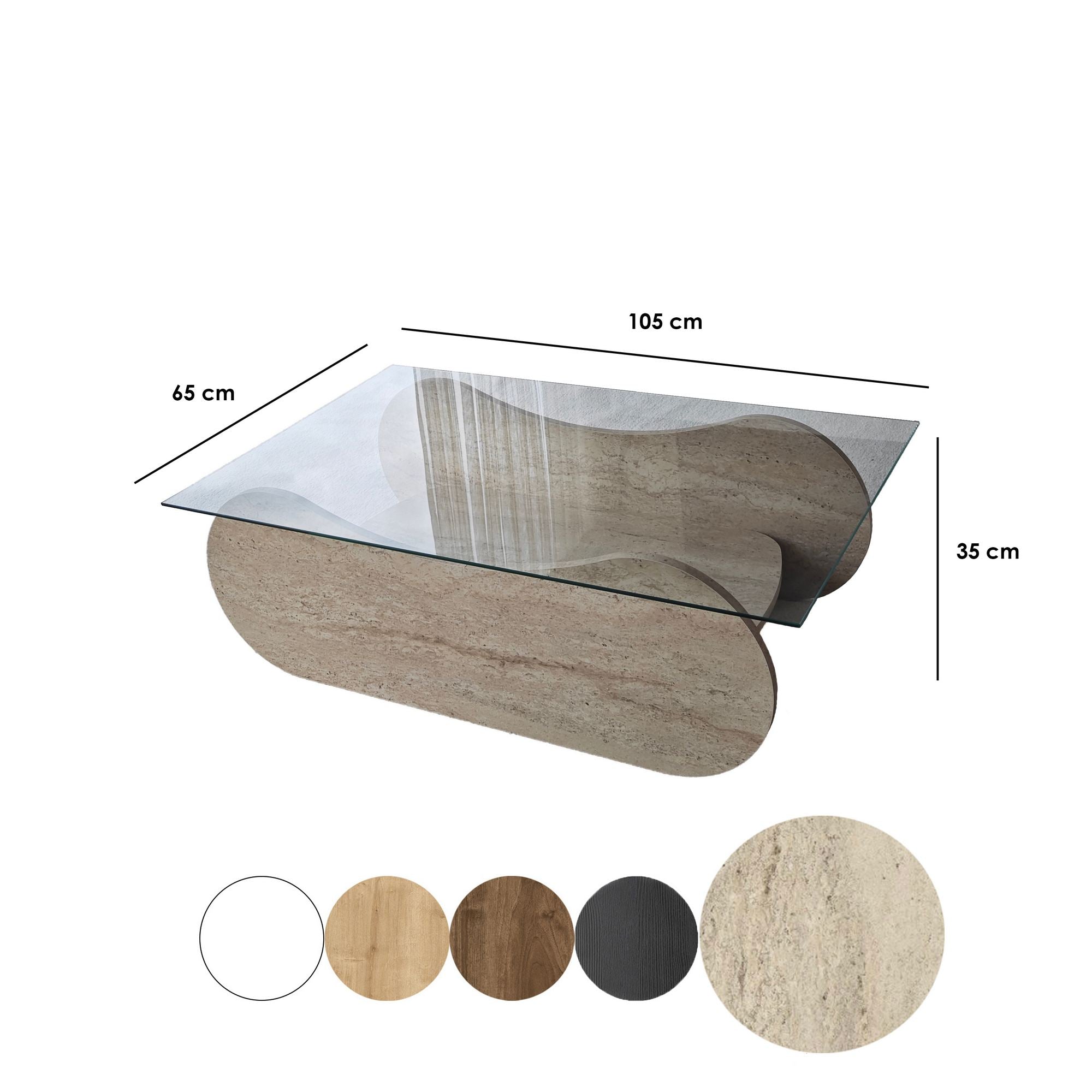Mesa de Centro – 105cm x 35cm x 65cm – Transparente – Vidro e Aglomerado