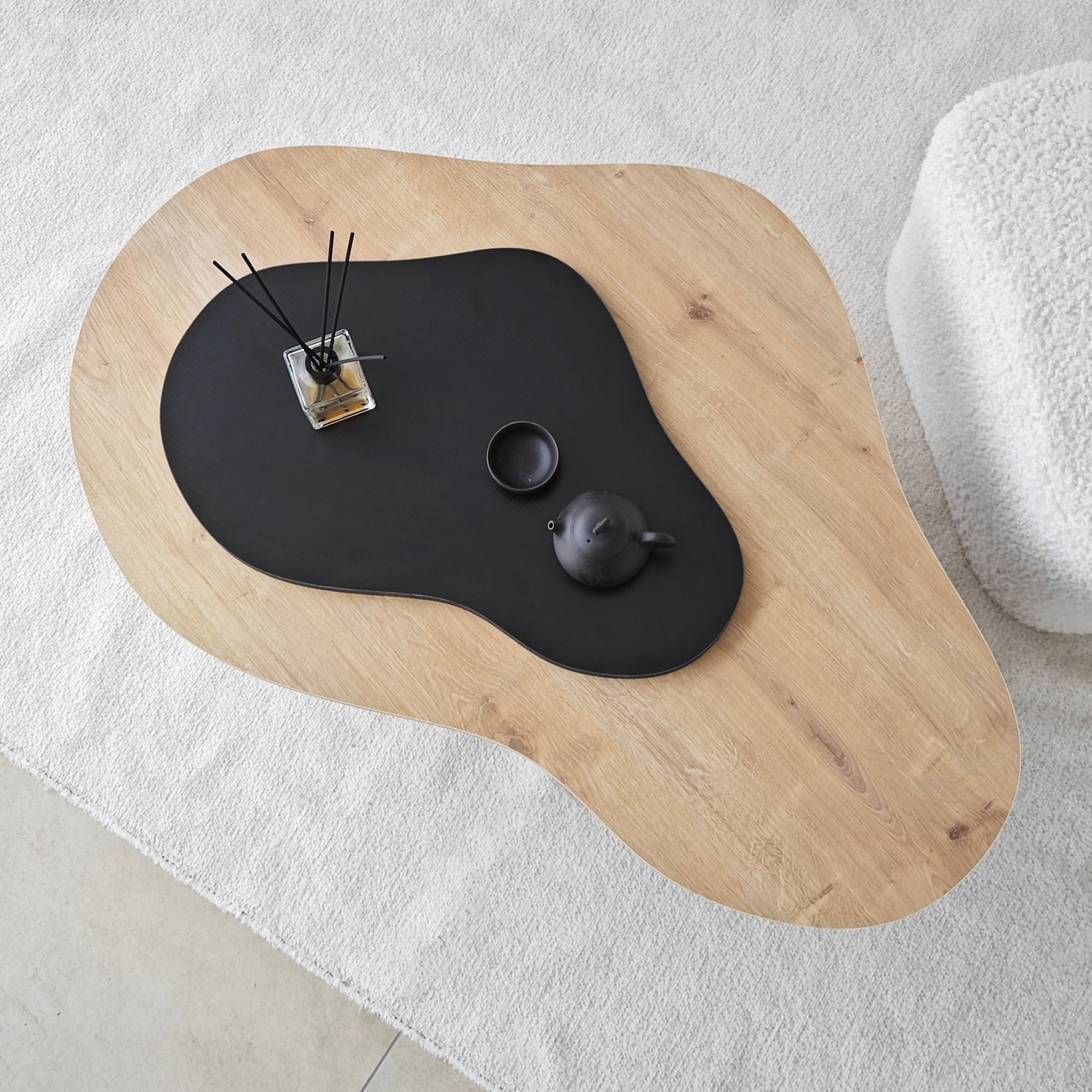 Mesa de Centro – 105x35x65 cm – Carvalho Safira e Preto – Painel de Partículas