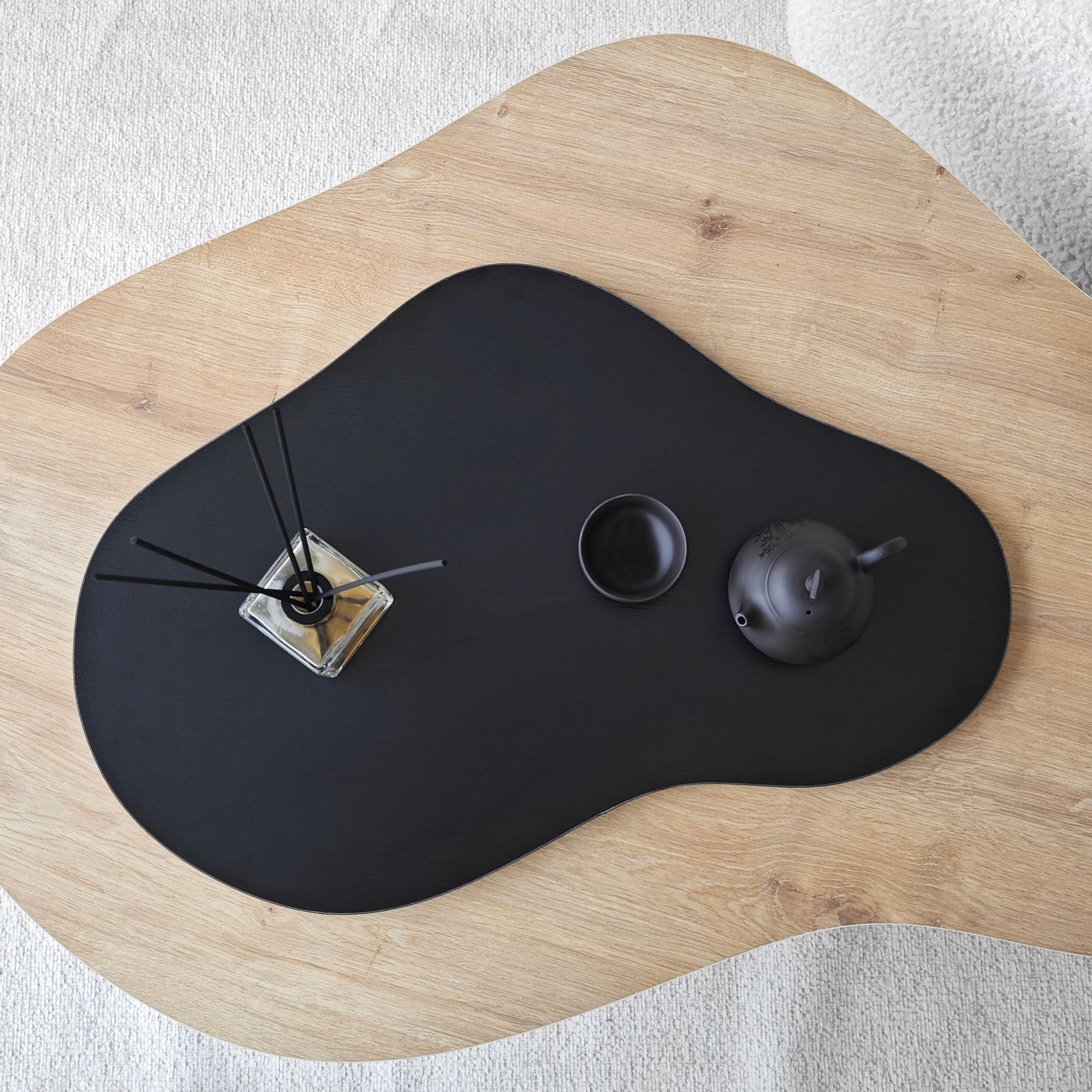 Mesa de Centro – 105x35x65 cm – Carvalho Safira e Preto – Painel de Partículas