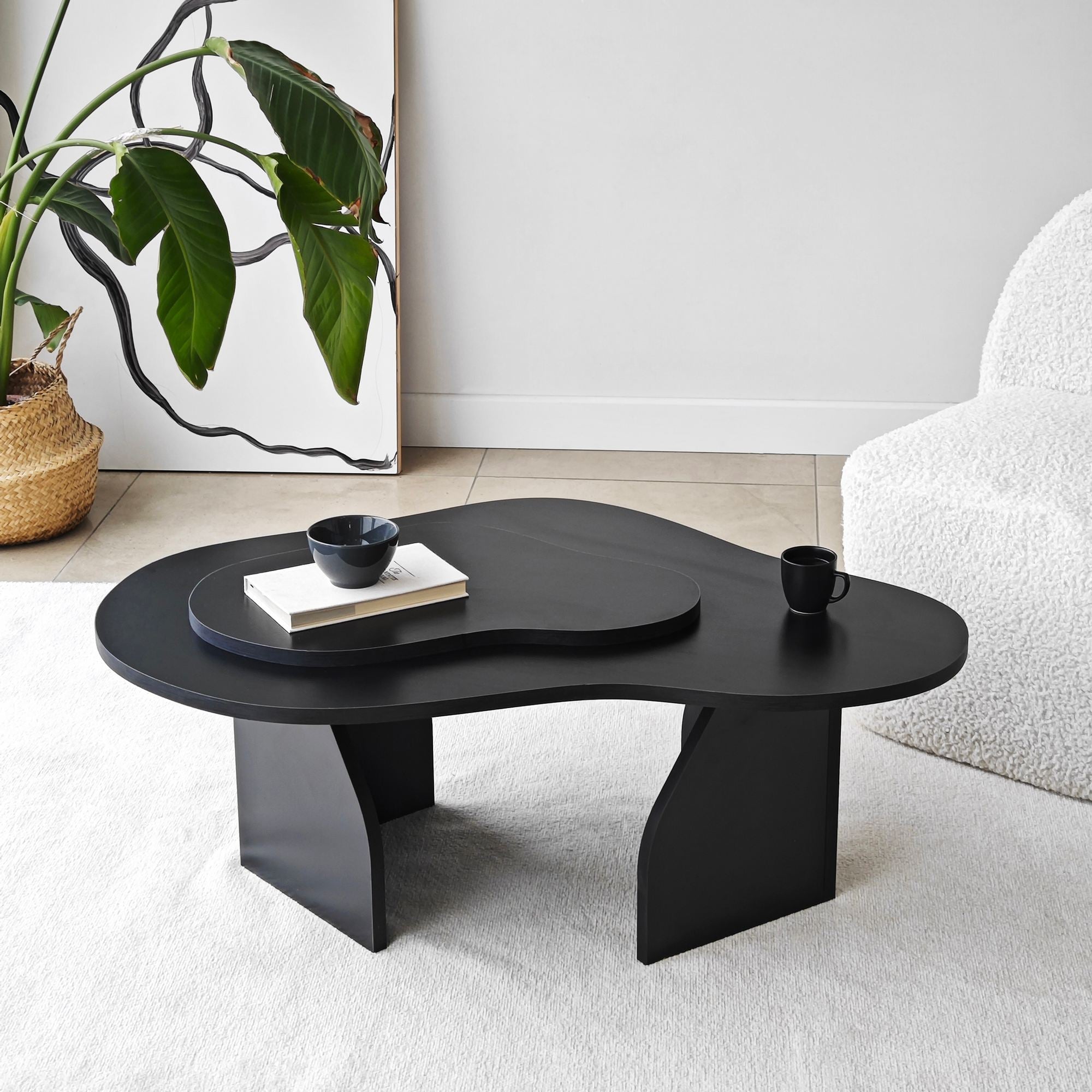 Mesa de Centro – 105cm x 35cm x 65cm – Preto – Painel de Partículas