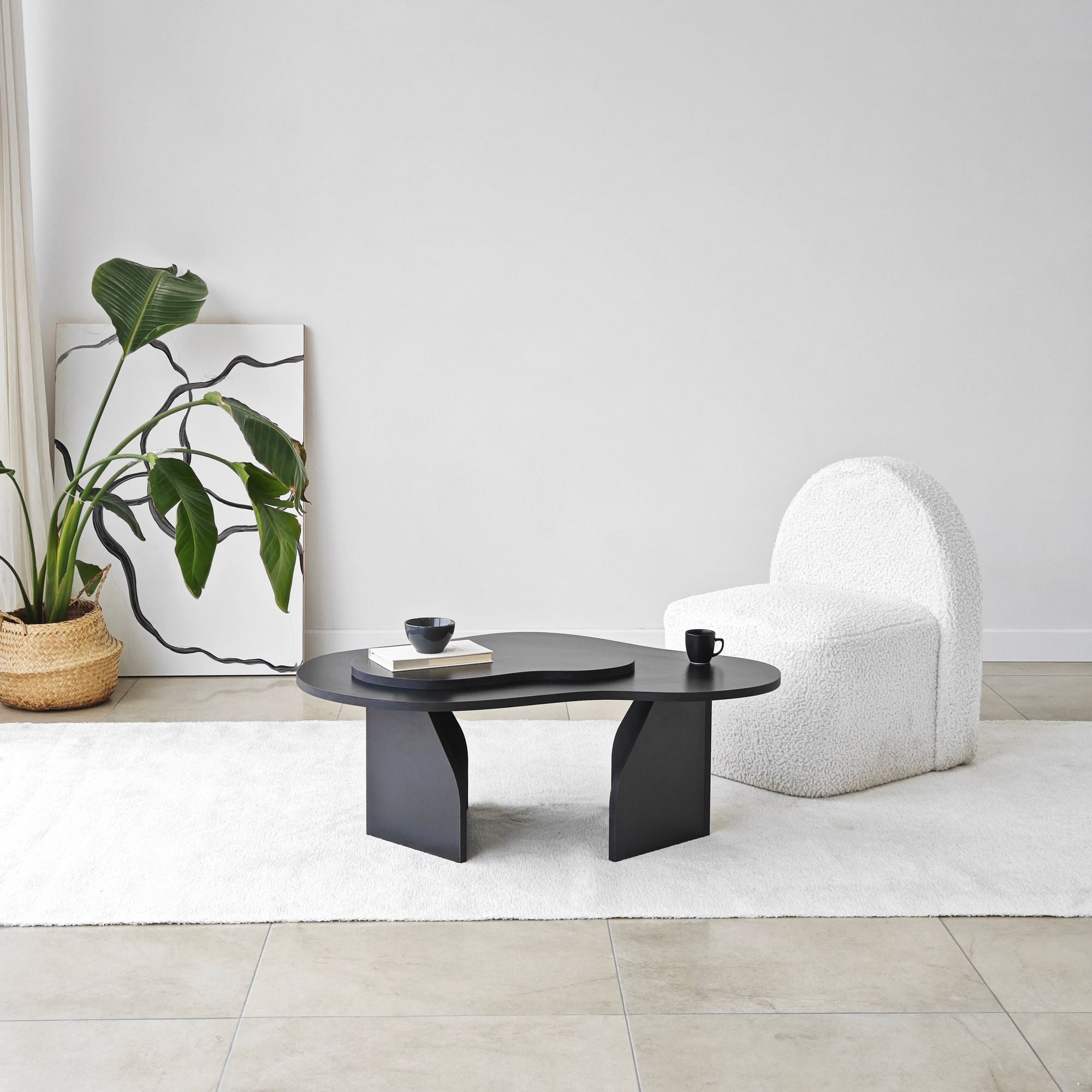 Mesa de Centro – 105cm x 35cm x 65cm – Preto – Painel de Partículas
