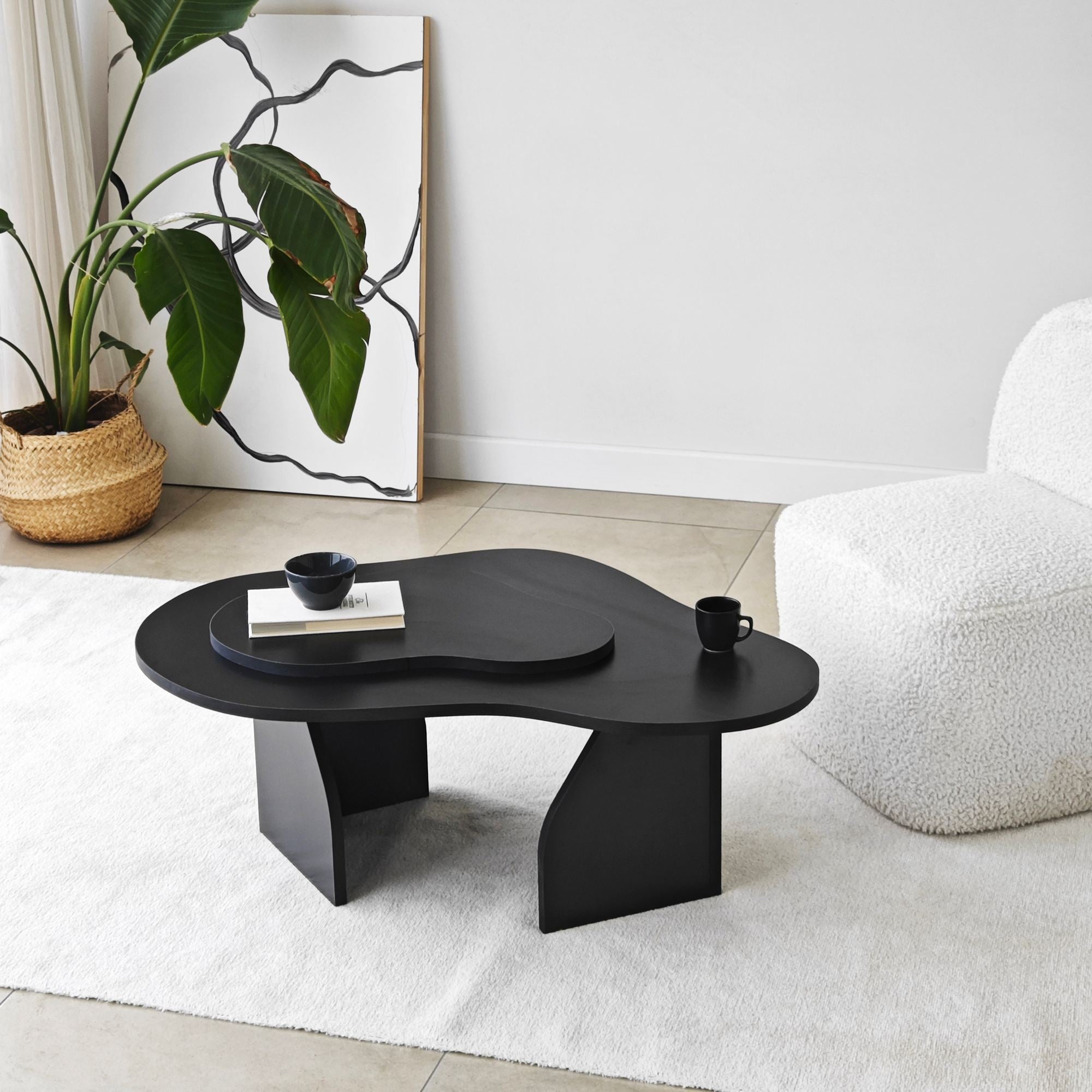 Mesa de Centro – 105cm x 35cm x 65cm – Preto – Painel de Partículas