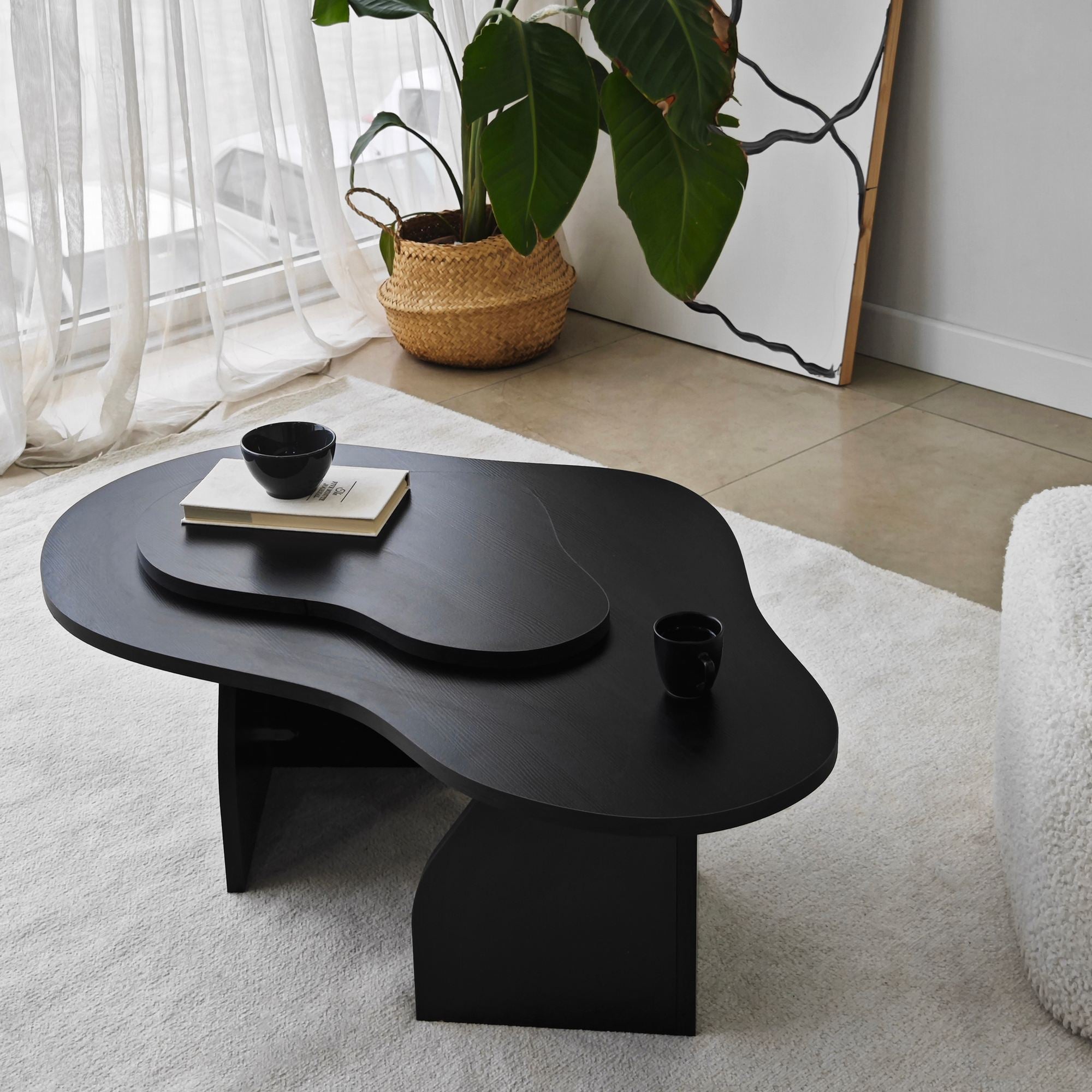 Mesa de Centro – 105cm x 35cm x 65cm – Preto – Painel de Partículas