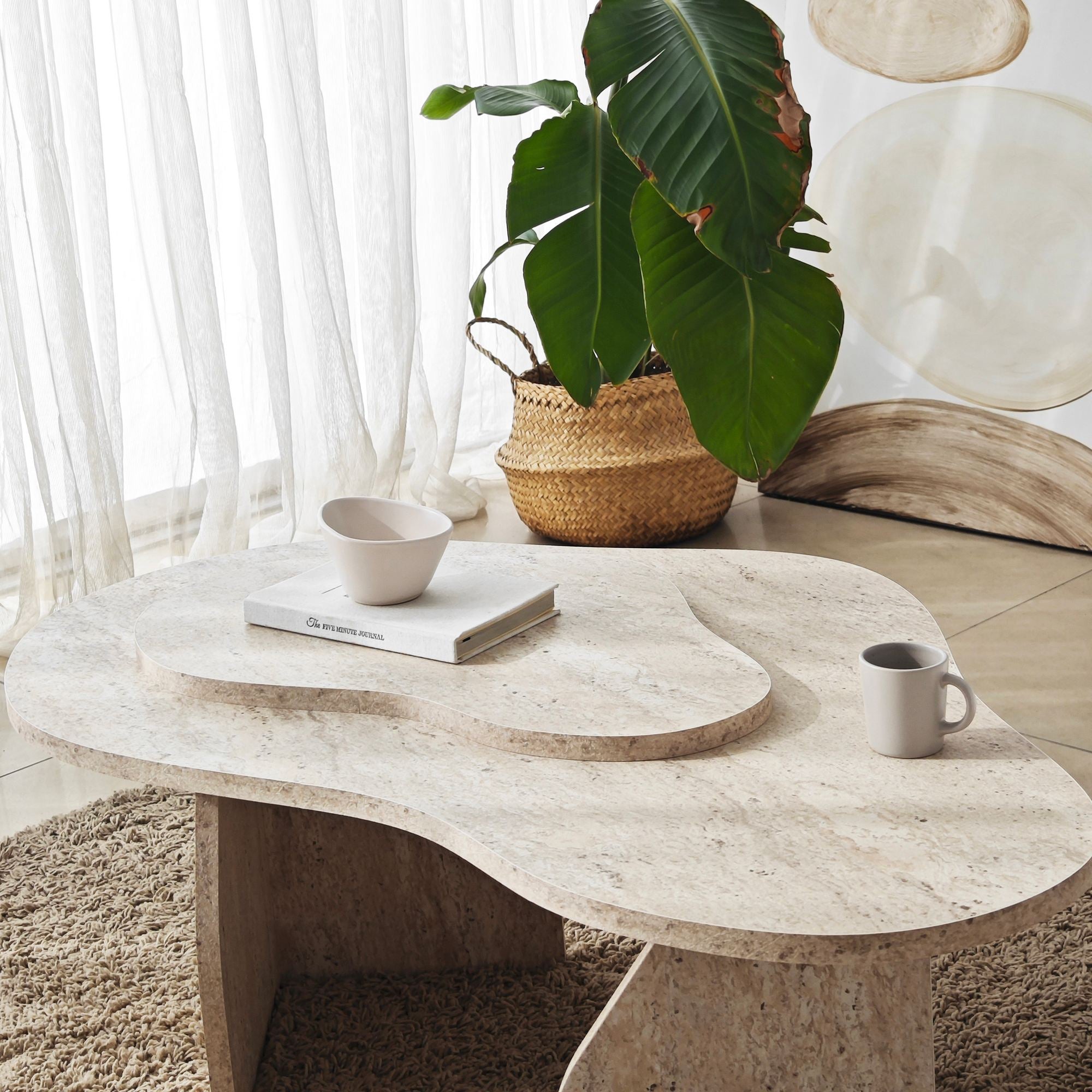 Mesa de Centro – 105 cm x 35 cm x 65 cm – Travertino
