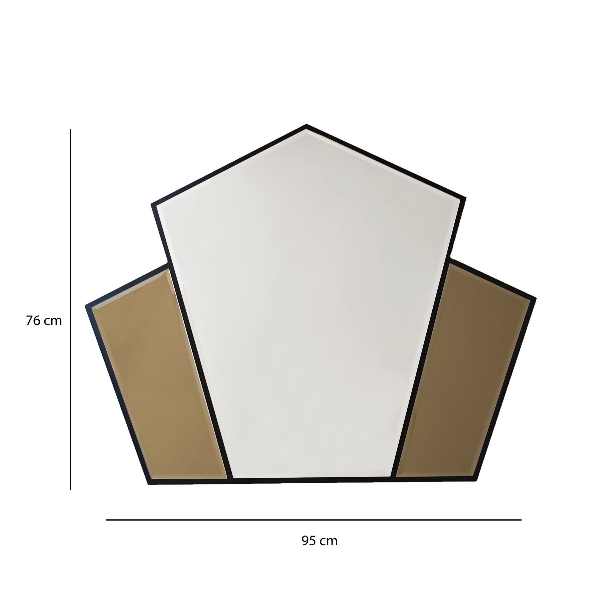 Espelho – 95 cm x 76 cm – Prateado e Bronze – Painel de Partículas Revestido em 100% Melamina