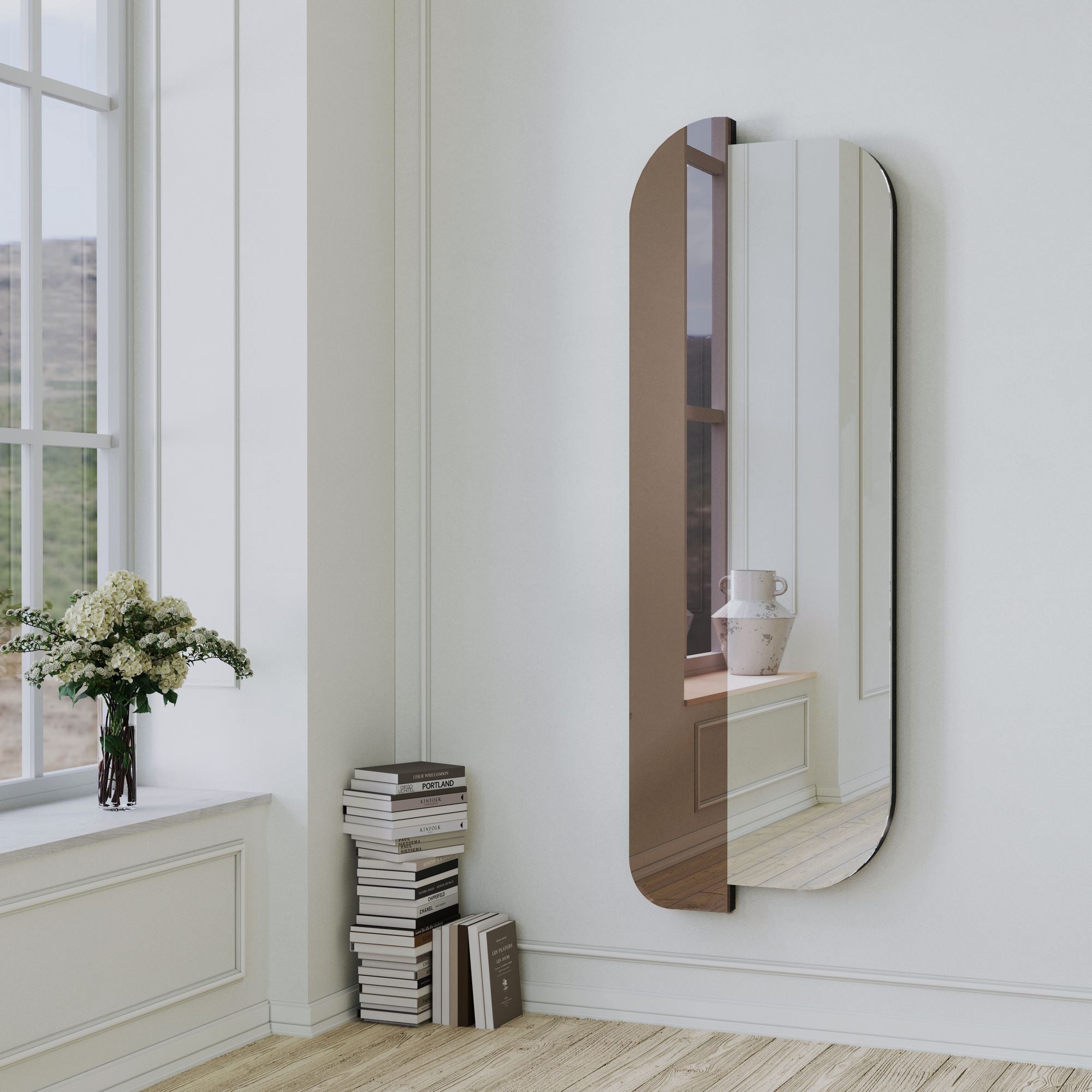 Espelho – 50 cm x 130 cm – Prateado e Bronze – MDF