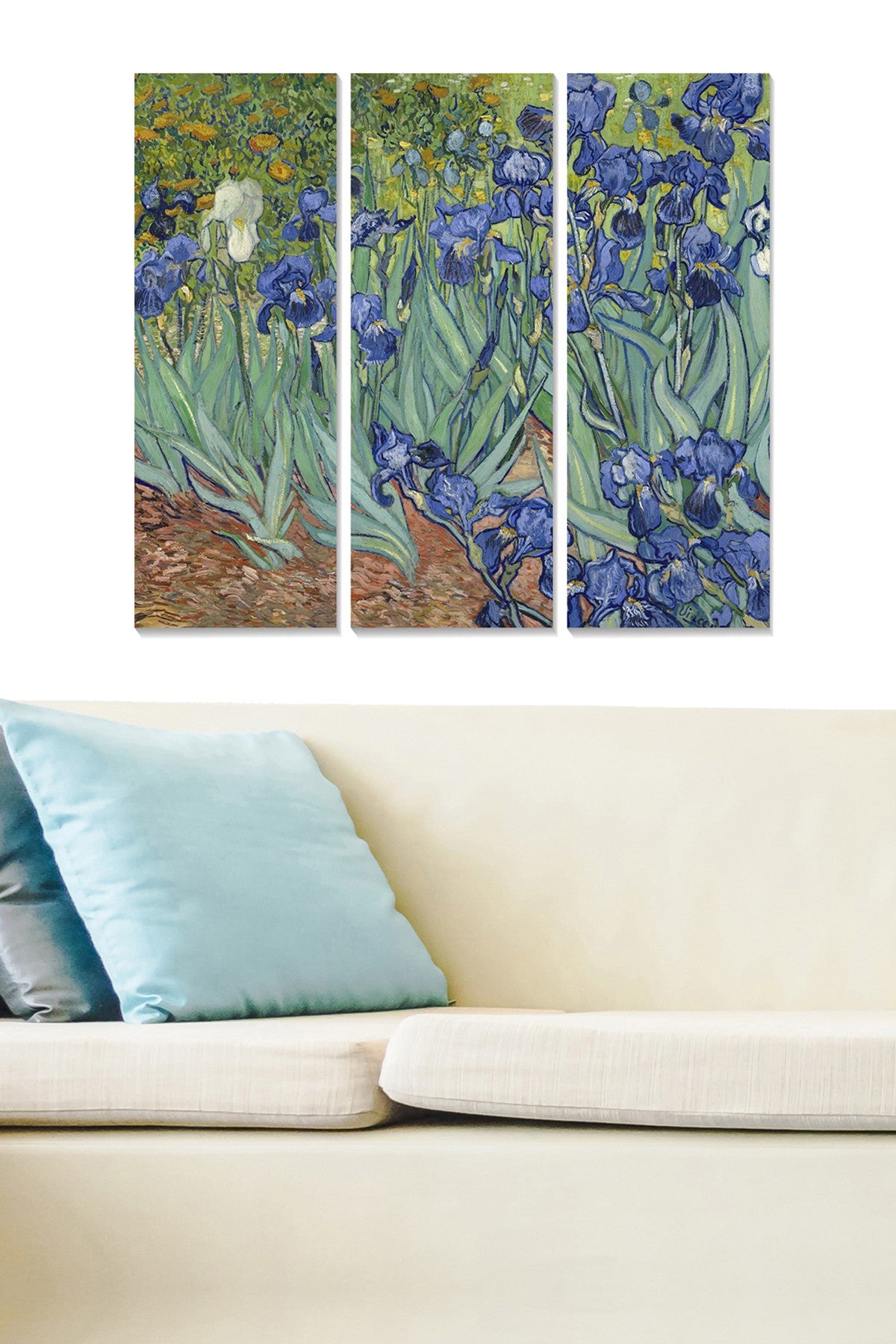 Pinturas decorativas de MDF de Vincent van Gogh (3 peças), 20 x 50 cm cada | 100% MDF, 3 mm de espessura | Arte impressionante para decoração de casa e paredes de galeria