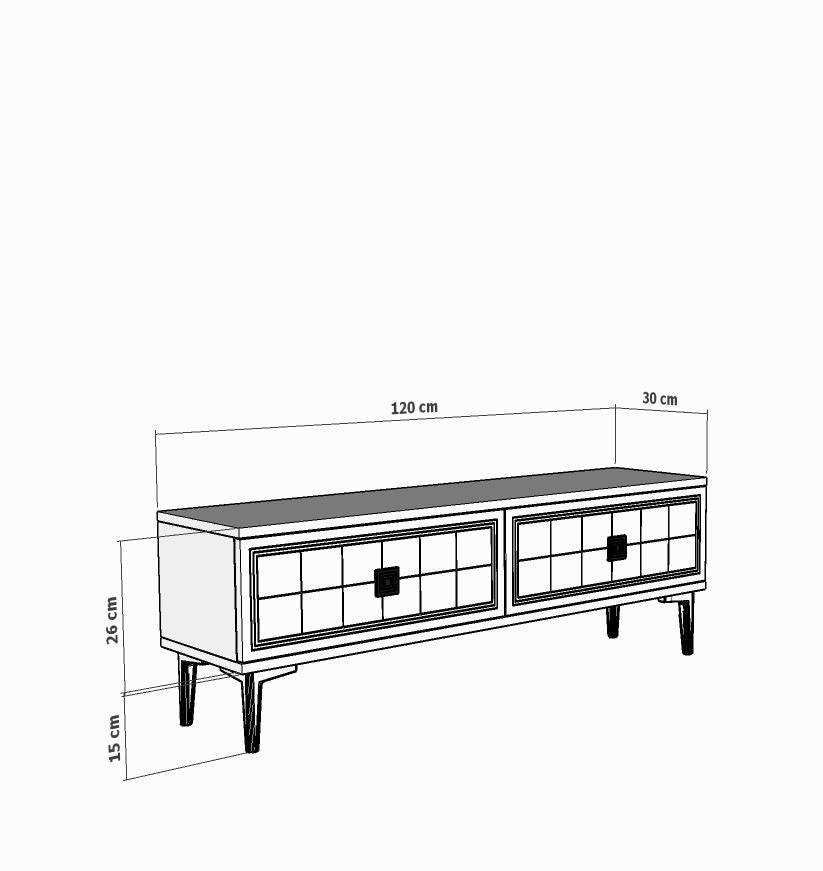 Móvel de TV – 120 cm x 41 cm x 29,6 cm – Branco – MDF