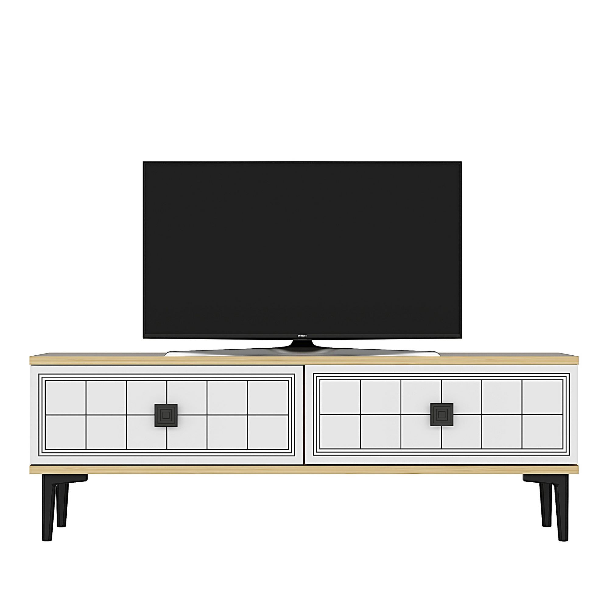 Móvel de TV – 120cm x 41cm x 29,6cm – Carvalho Safira e Branco – MDF