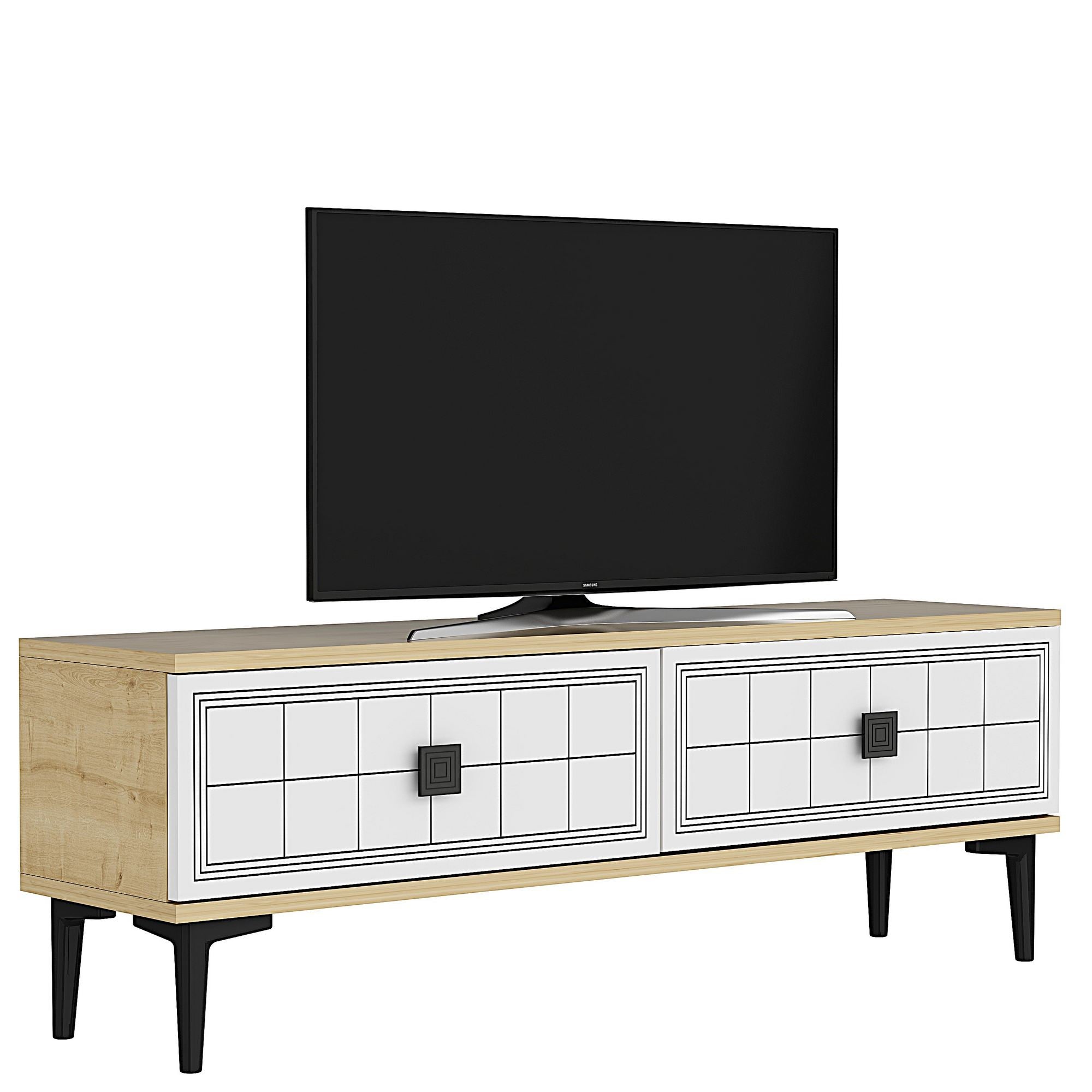 Móvel de TV – 120cm x 41cm x 29,6cm – Carvalho Safira e Branco – MDF