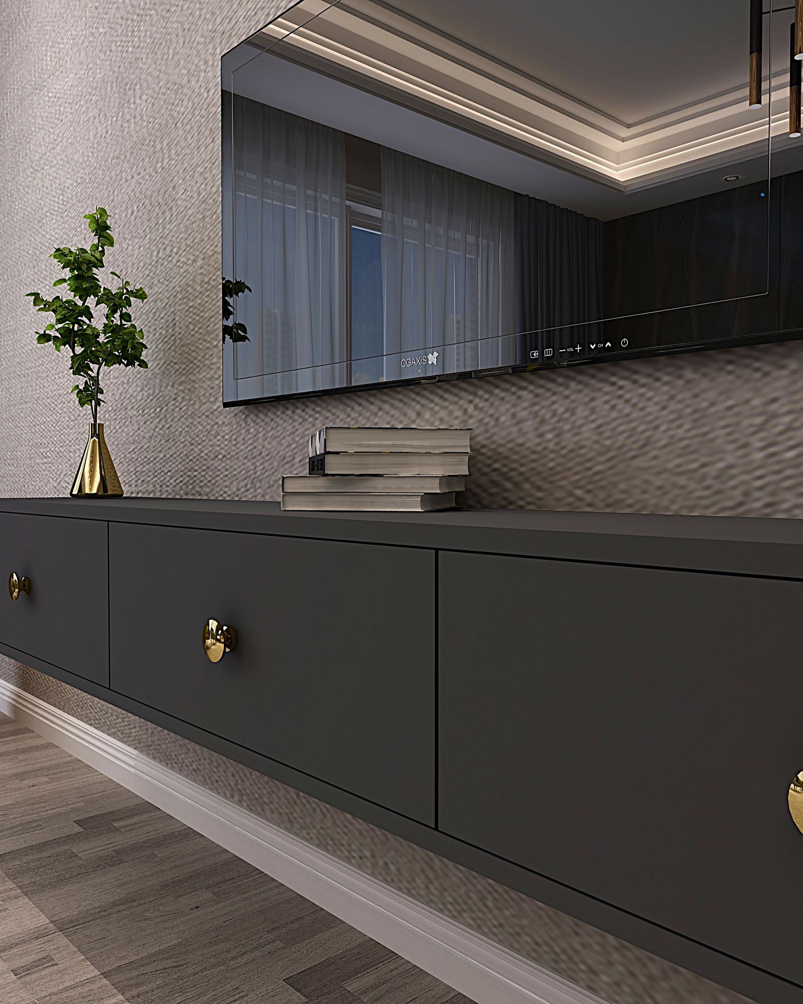 Móvel de TV – 180cm – Antracite – MDF