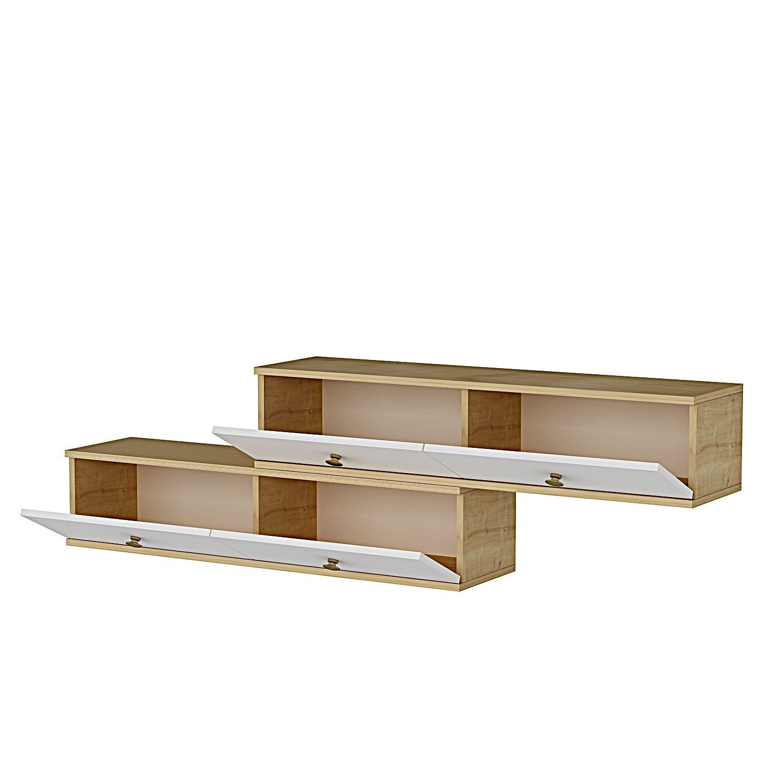 Móvel de TV – 240 cm x 25,6 cm x 29,6 cm – Carvalho Safira e Branco – MDF