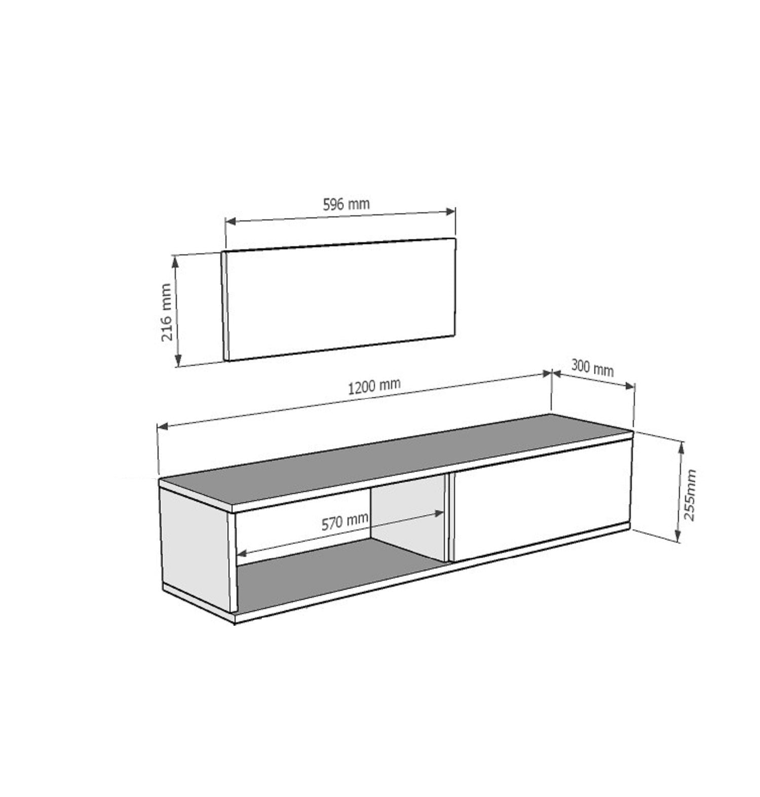 Móvel de TV – 240 cm x 25,6 cm x 29,6 cm – Carvalho Safira e Branco – MDF