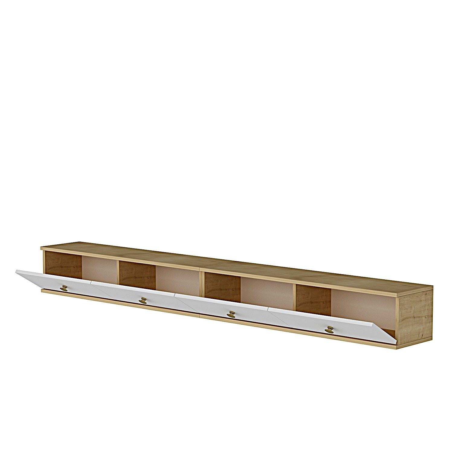 Móvel de TV – 240 cm x 25,6 cm x 29,6 cm – Carvalho Safira e Branco – MDF
