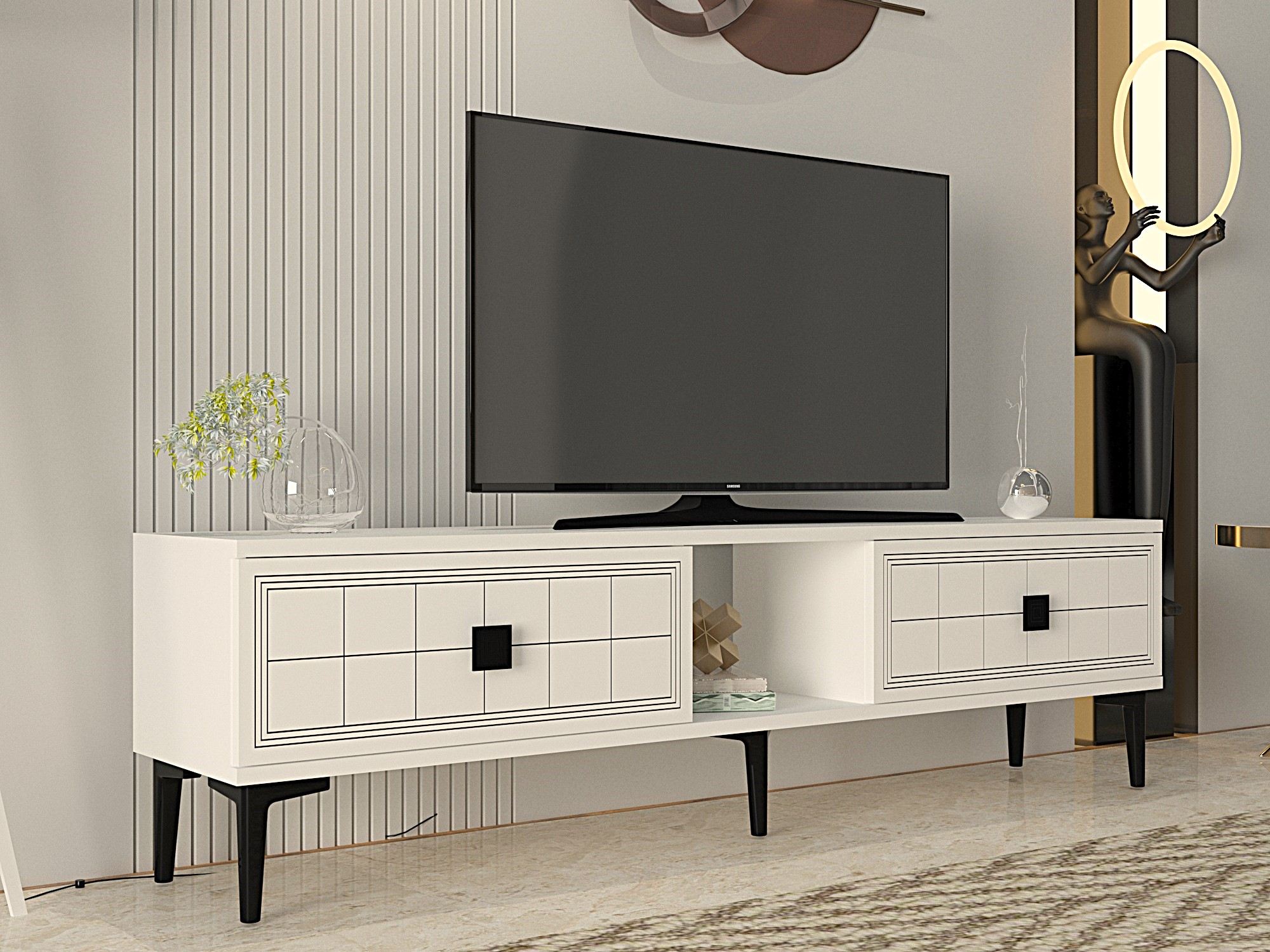 Móvel de TV – 150 cm – Branco – MDF