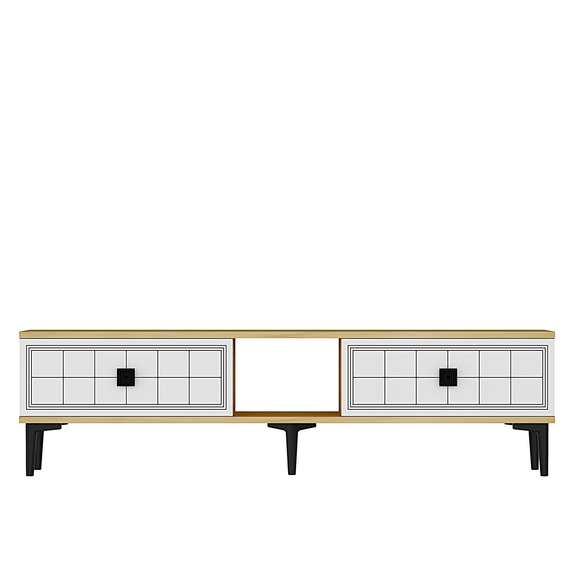 Móvel de TV – 150cm – Carvalho Safira e Branco – MDF