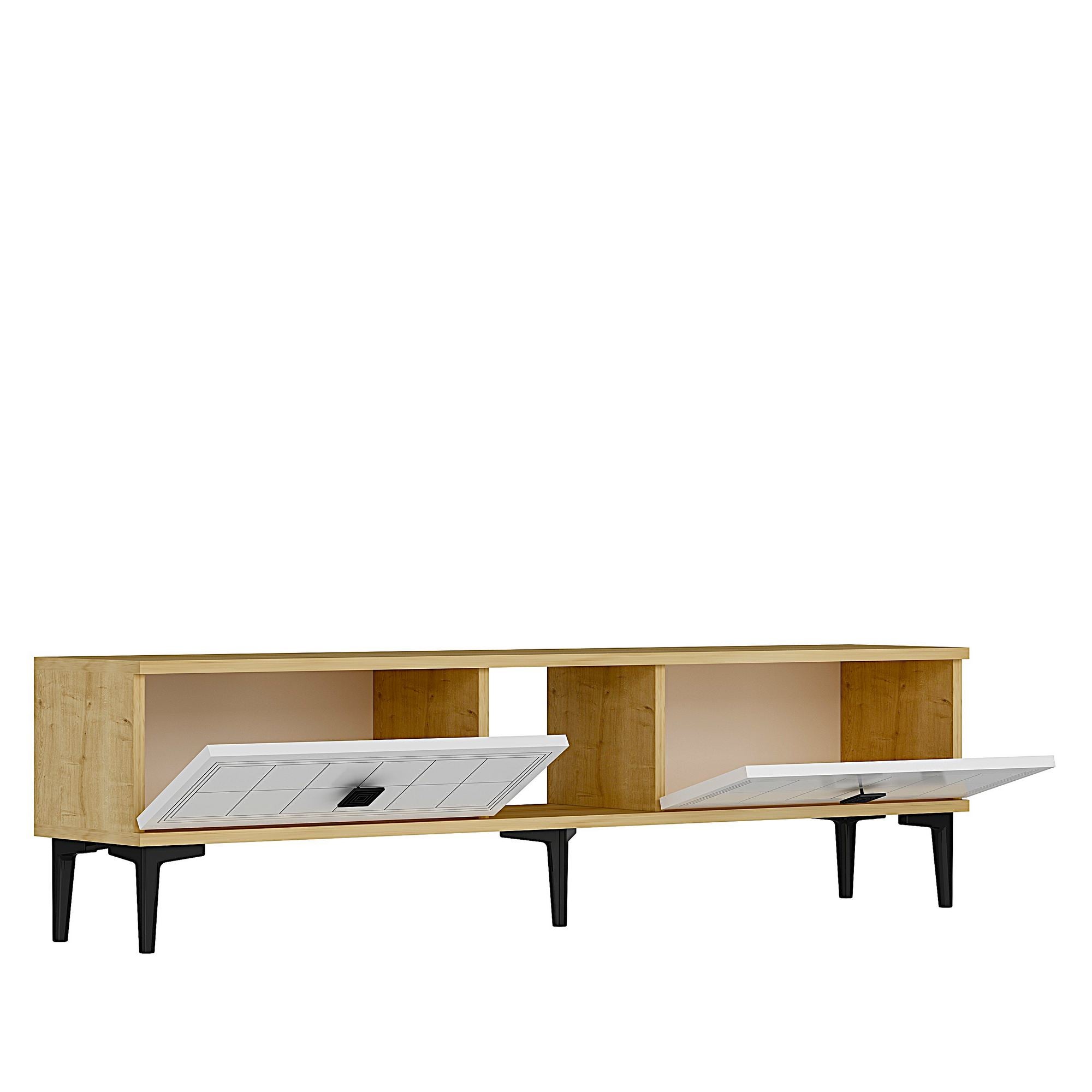 Móvel de TV – 150cm – Carvalho Safira e Branco – MDF