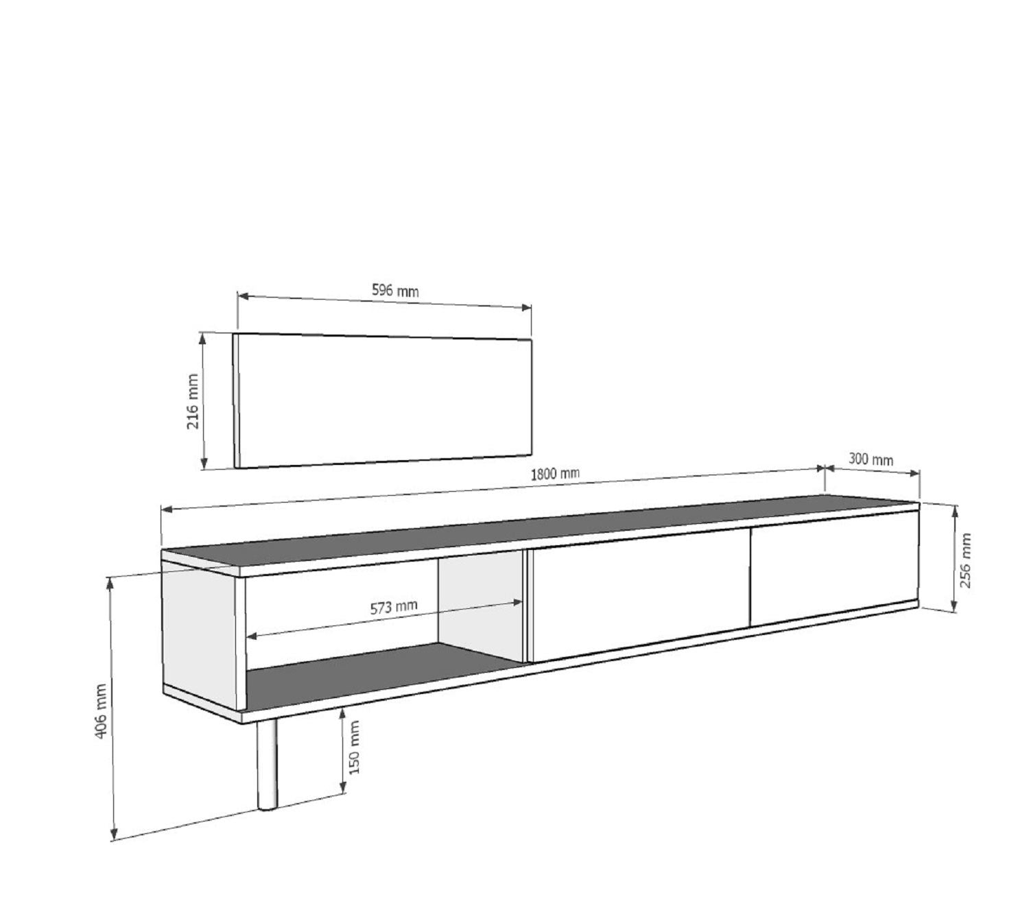 Móvel de TV – 180 cm – Antracite – Aglomerado