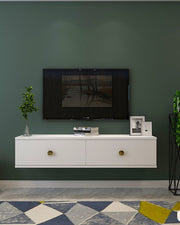 Móvel de TV – 120cm – Branco e Dourado – Painel de partículas