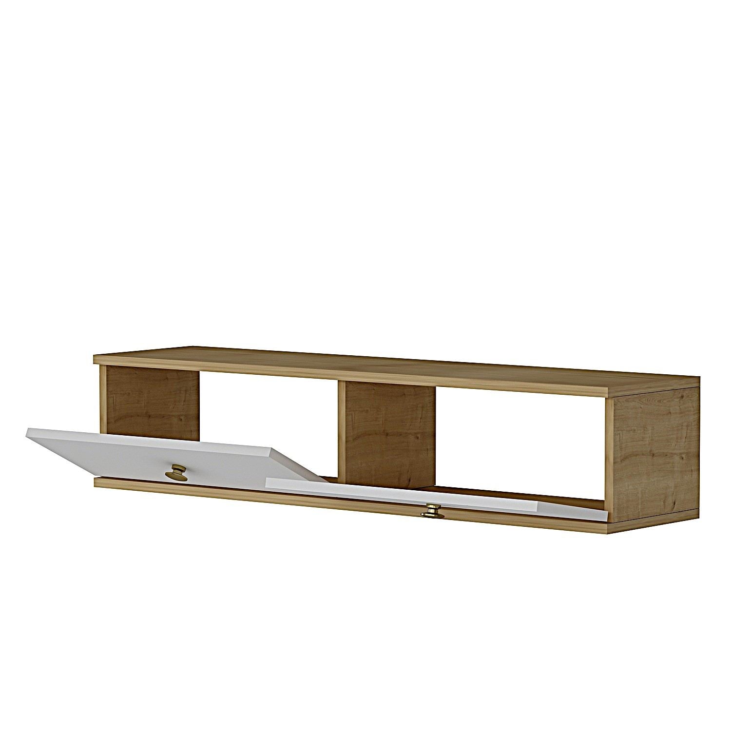 Móvel de TV – 120cm – Carvalho Safira, Branco, Dourado – MDF