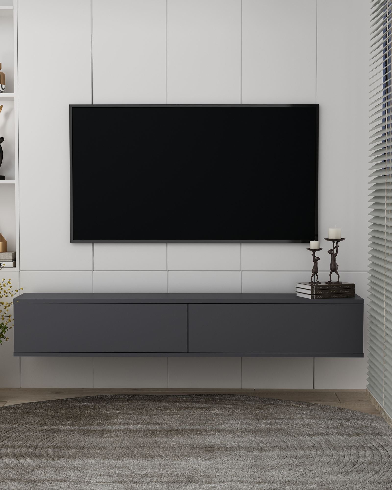Móvel de TV – 120 cm x 25,8 cm x 29,6 cm – Antracite – MDF