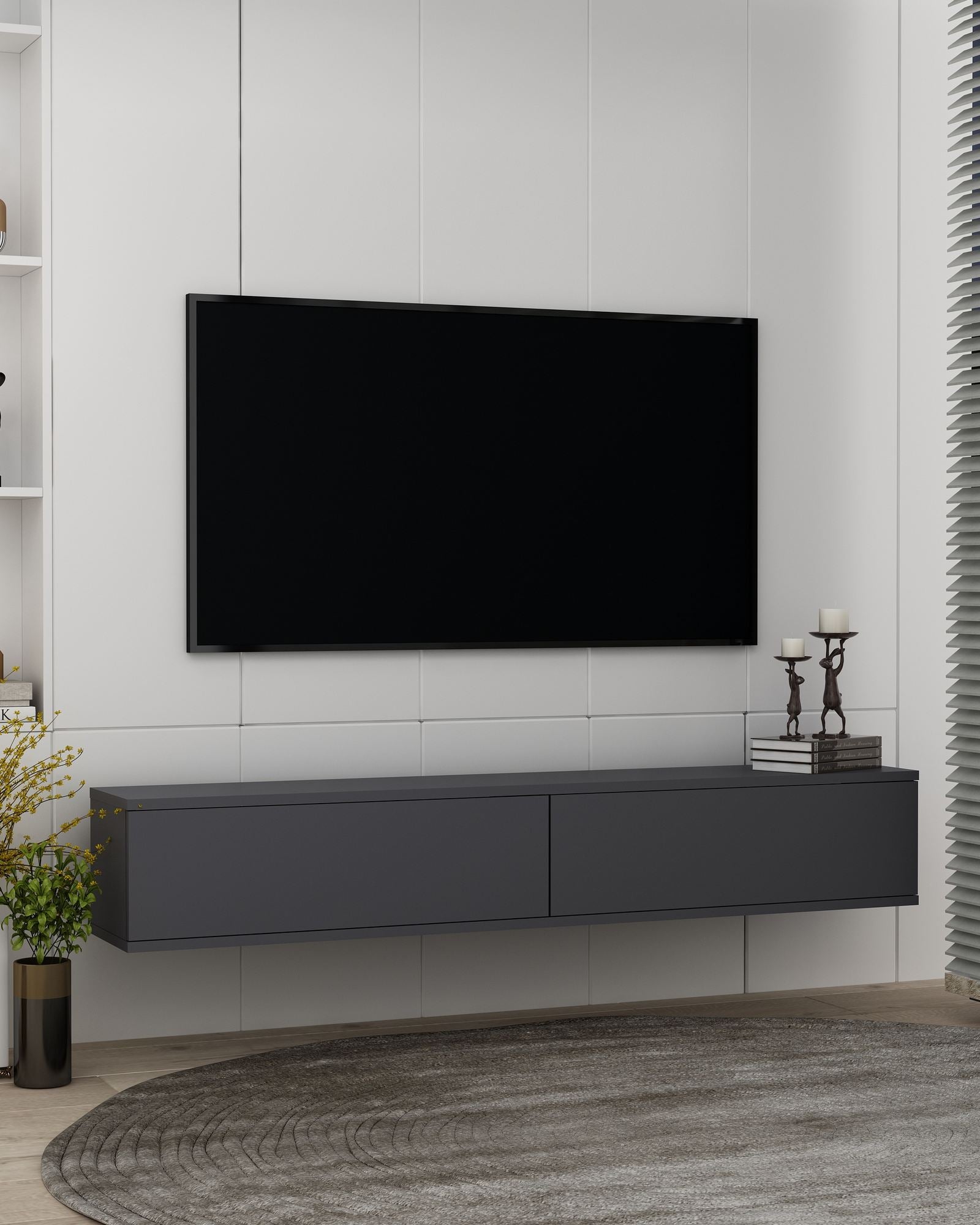 Móvel de TV – 120 cm x 25,8 cm x 29,6 cm – Antracite – MDF