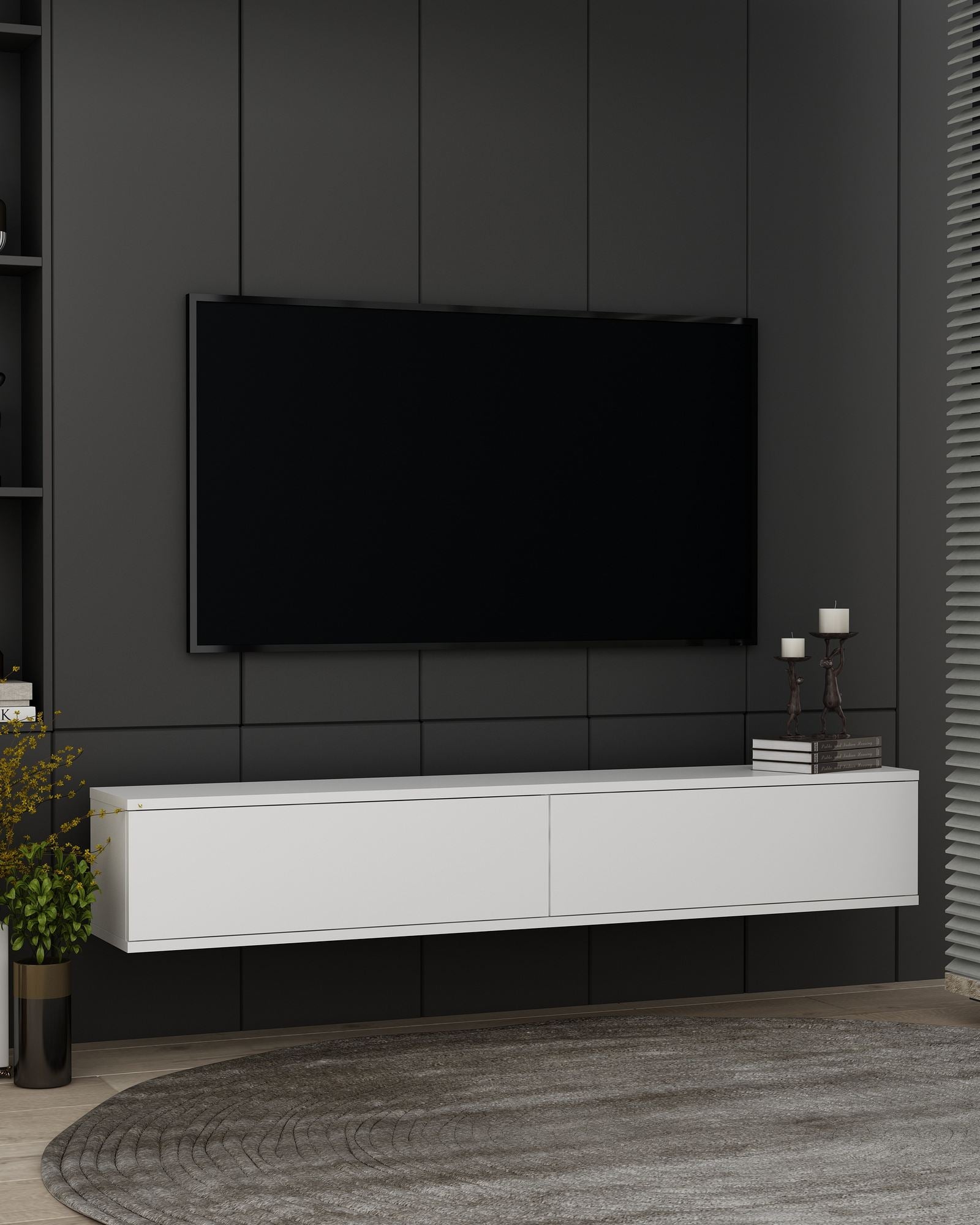 Móvel de TV – 120 cm x 25,8 cm x 29,6 cm – Branco – MDF