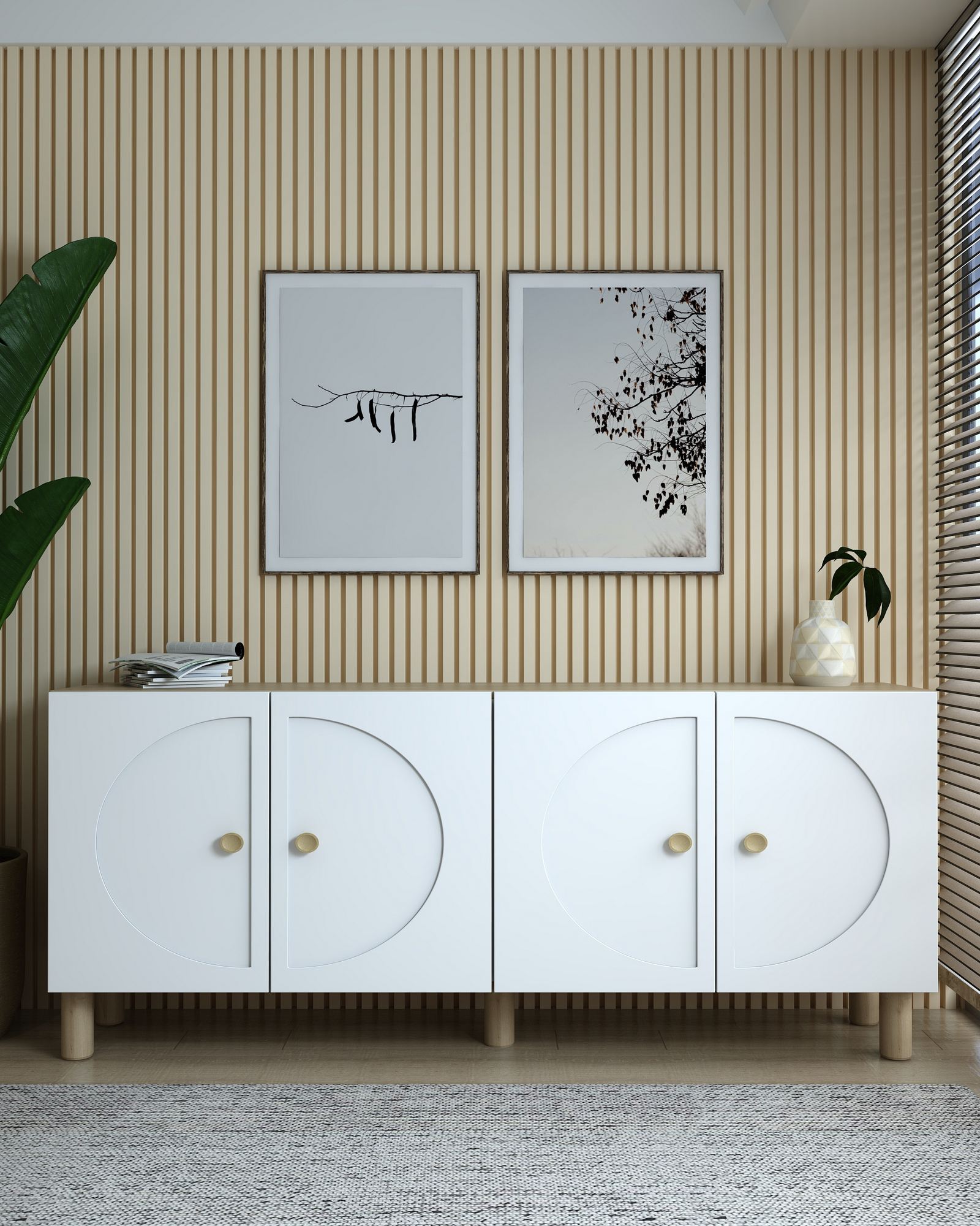 Aparador – 150cm x 75cm x 32cm – Carvalho Safira, Branco – MDF