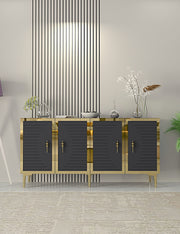 Aparador – 150cm x 75cm x 32cm – Antracite e Dourado – MDF