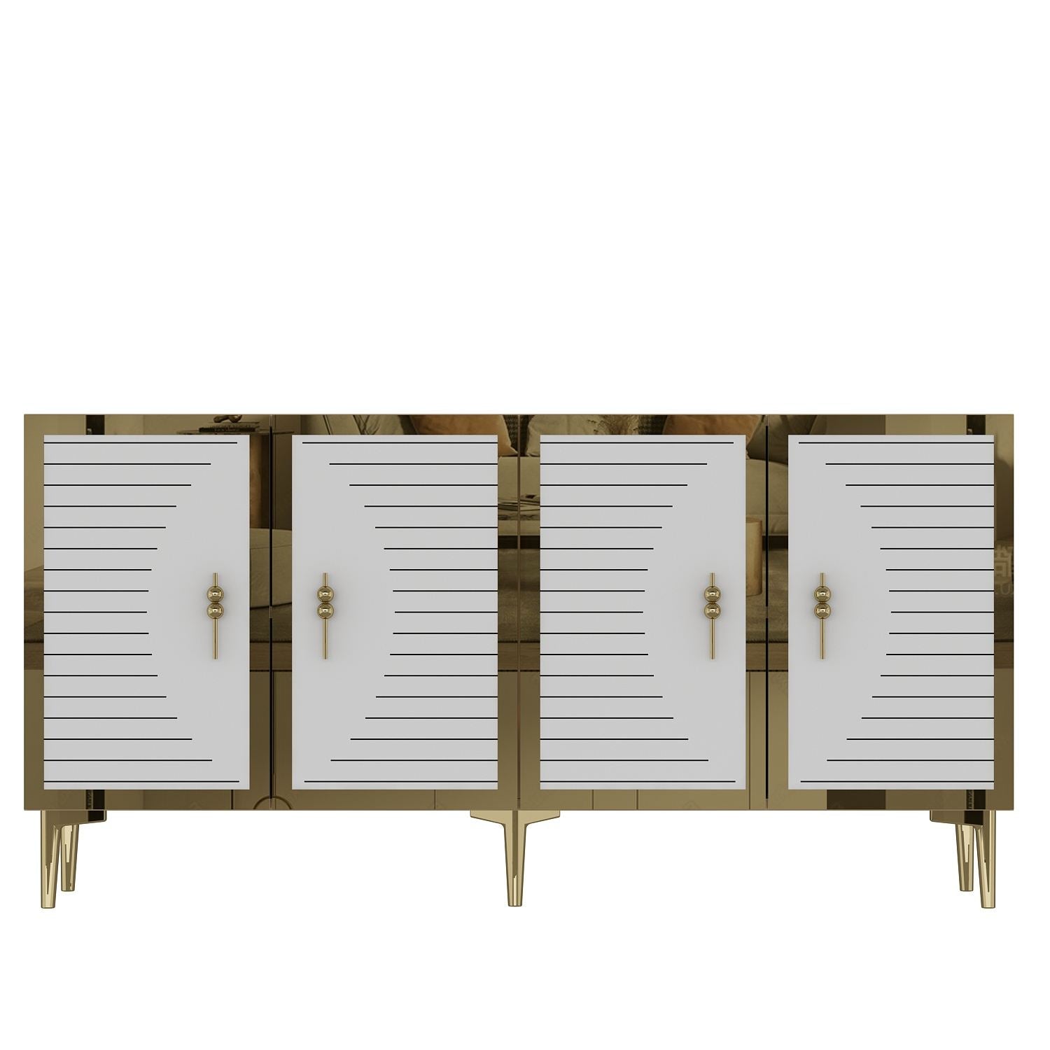 Aparador – 150cm x 75cm x 32cm – Safira, Branco, Dourado – MDF