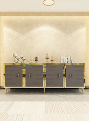 Aparador de aglomerado revestido de melamina – 180 cm x 75 cm x 32 cm – Antracite e Dourado