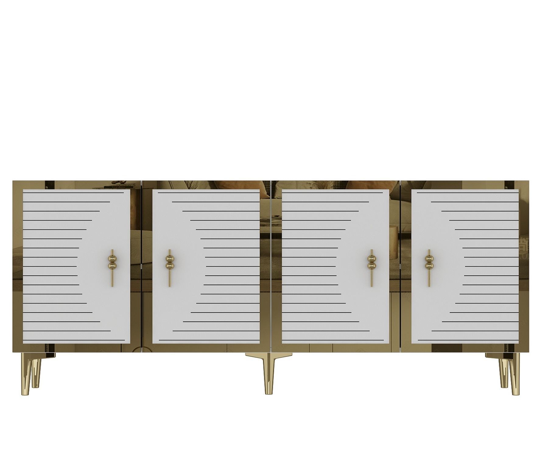 Aparador – 180cm x 75cm x 32cm – Branco e Dourado – MDF