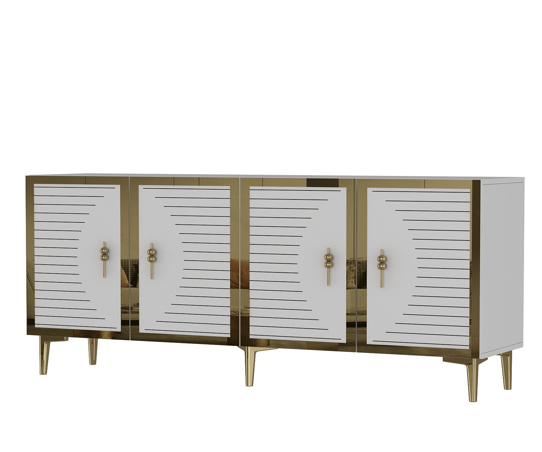 Aparador – 180cm x 75cm x 32cm – Branco e Dourado – MDF