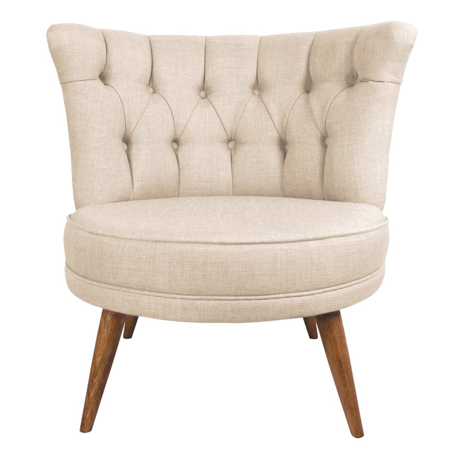 Poltrona Elegante – 80x77x75 cm – Creme – Estrutura de Madeira Maciça
