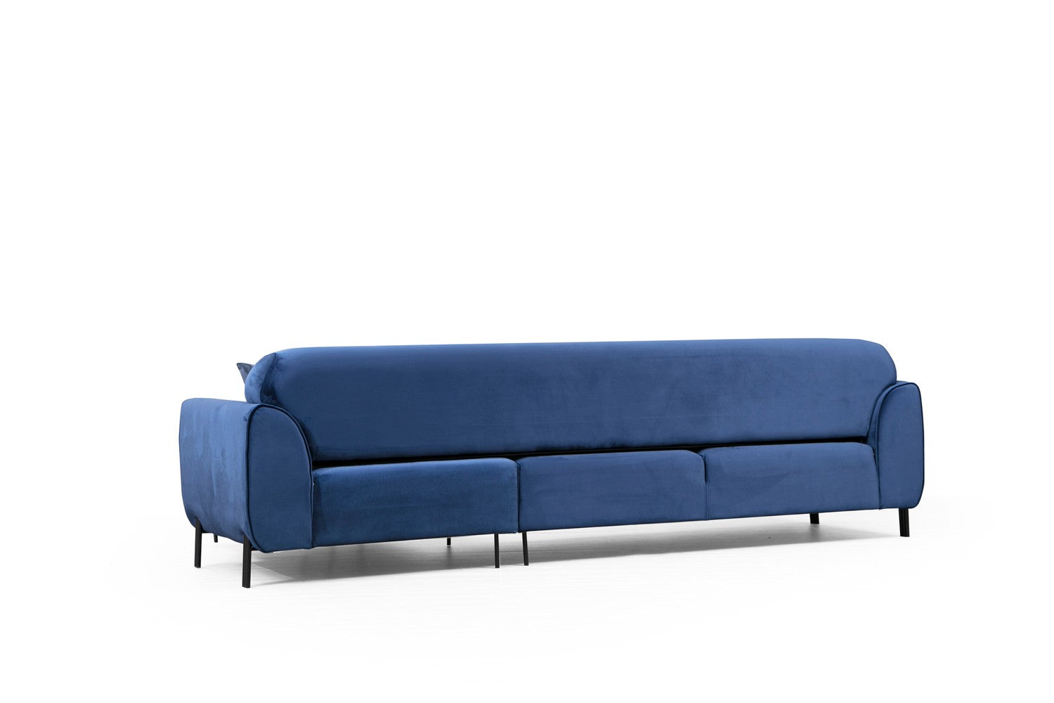 Sofá-cama de canto elegante em azul-marinho, estrutura de madeira de faia e aglomerado, 287 x 169 cm | 100% poliéster, espuma de mola de 10 cm, design industrial moderno