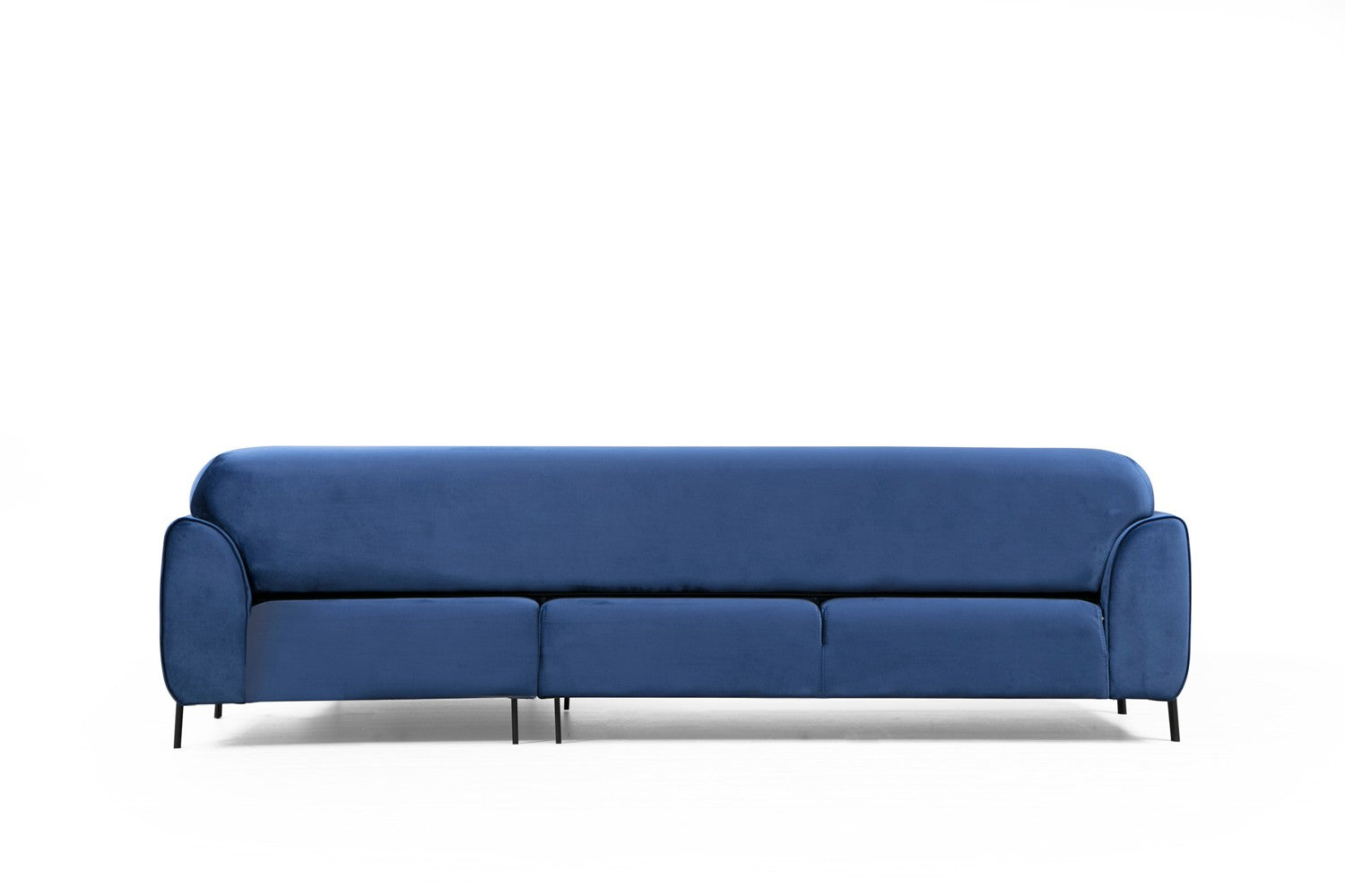 Sofá-cama de canto elegante em azul-marinho, estrutura de madeira de faia e aglomerado, 287 x 169 cm | 100% poliéster, espuma de mola de 10 cm, design industrial moderno