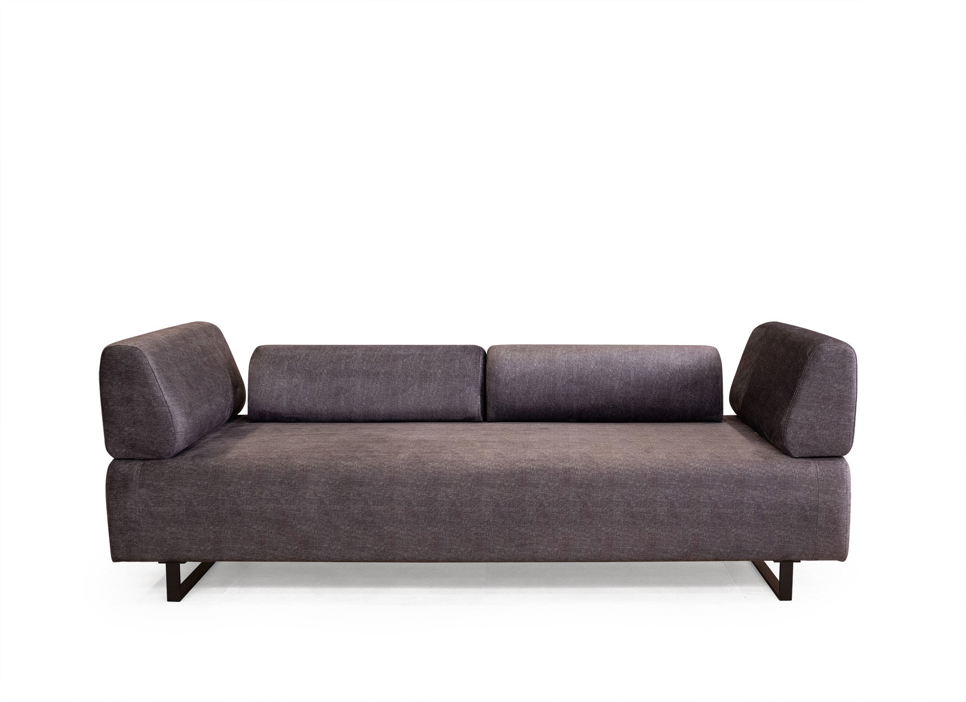 Sofá-cama de 3 lugares, antracite, 220 cm | Estrutura em madeira de faia, 100% poliéster, almofadas portáteis, pernas de metal preto | Elegante e funcional para uma vida moderna