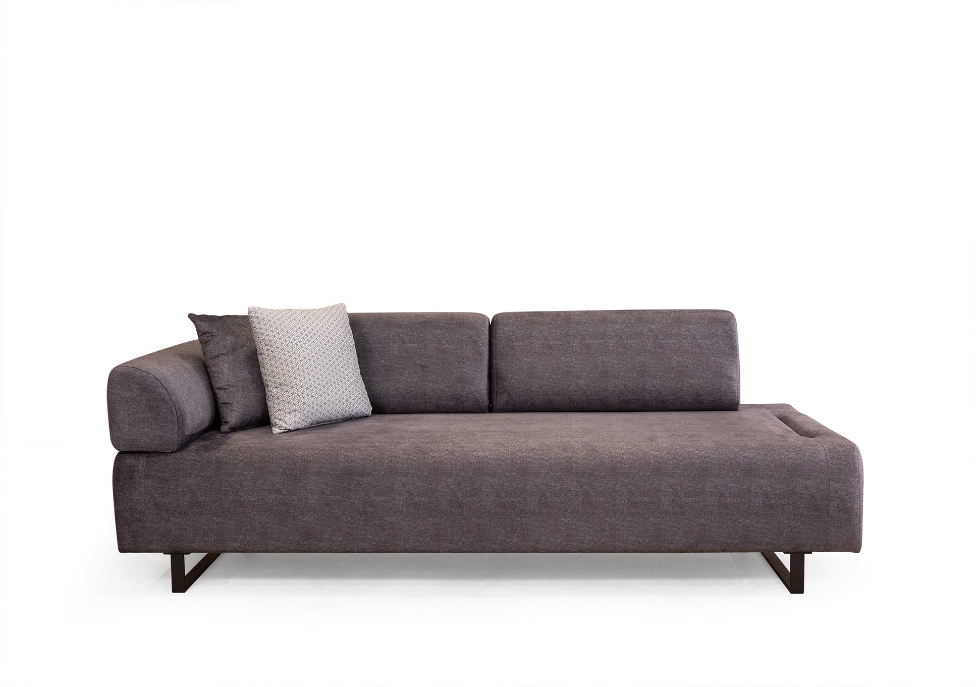 Sofá-cama de 3 lugares, antracite, 220 cm | Estrutura em madeira de faia, 100% poliéster, almofadas portáteis, pernas de metal preto | Elegante e funcional para uma vida moderna