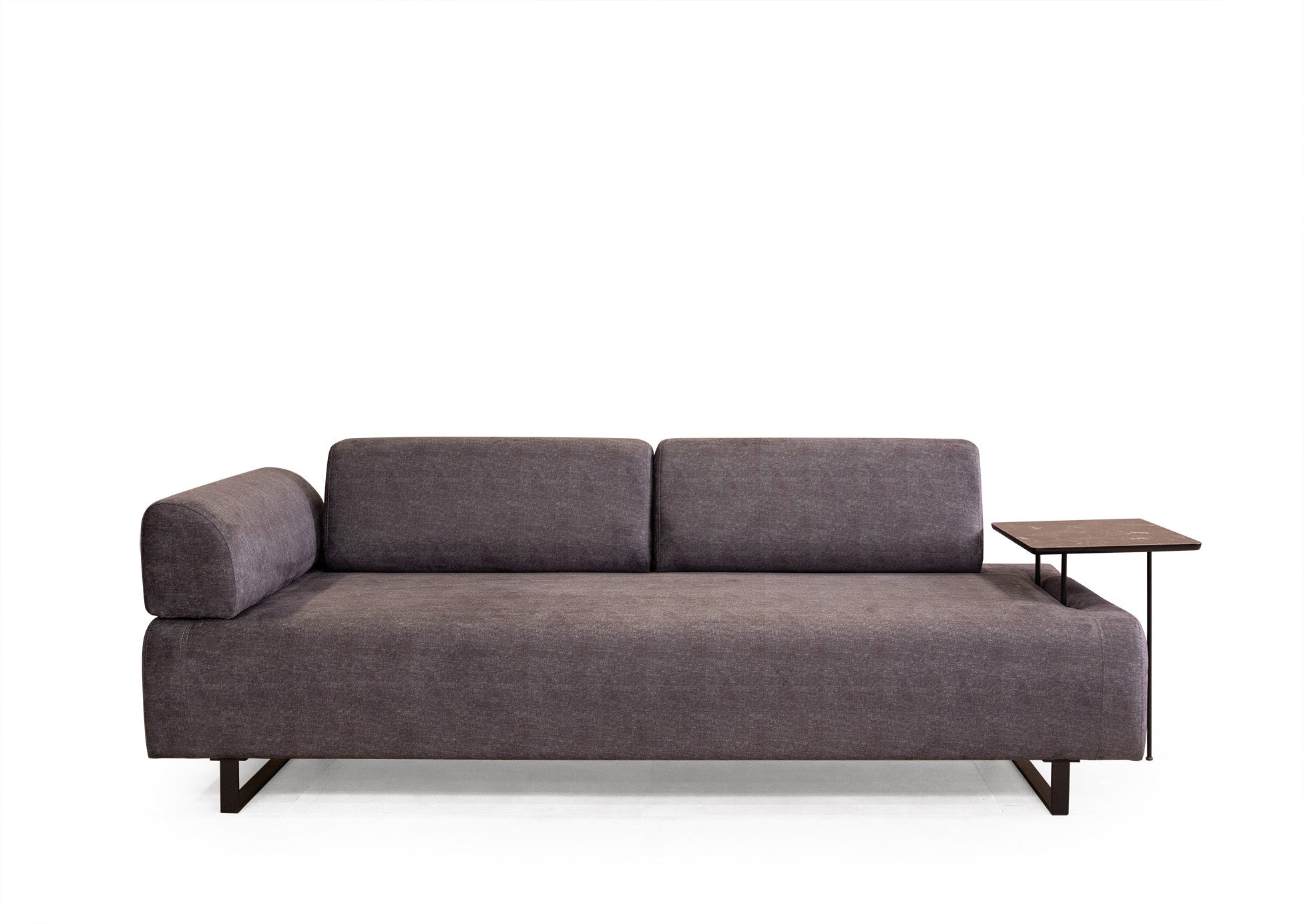 Sofá-cama de 3 lugares, antracite, 220 cm | Estrutura em madeira de faia, 100% poliéster, almofadas portáteis, pernas de metal preto | Elegante e funcional para uma vida moderna
