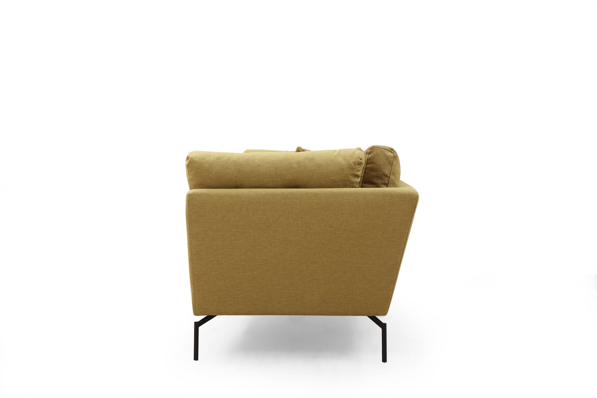 Sofá elegante de 3 lugares, amarelo-esverdeado, 214 x 90 x 84 cm | Estrutura de madeira de faia, 100% poliéster, espuma macia, pernas de metal | Perfeito para salas de estar e hotéis modernos